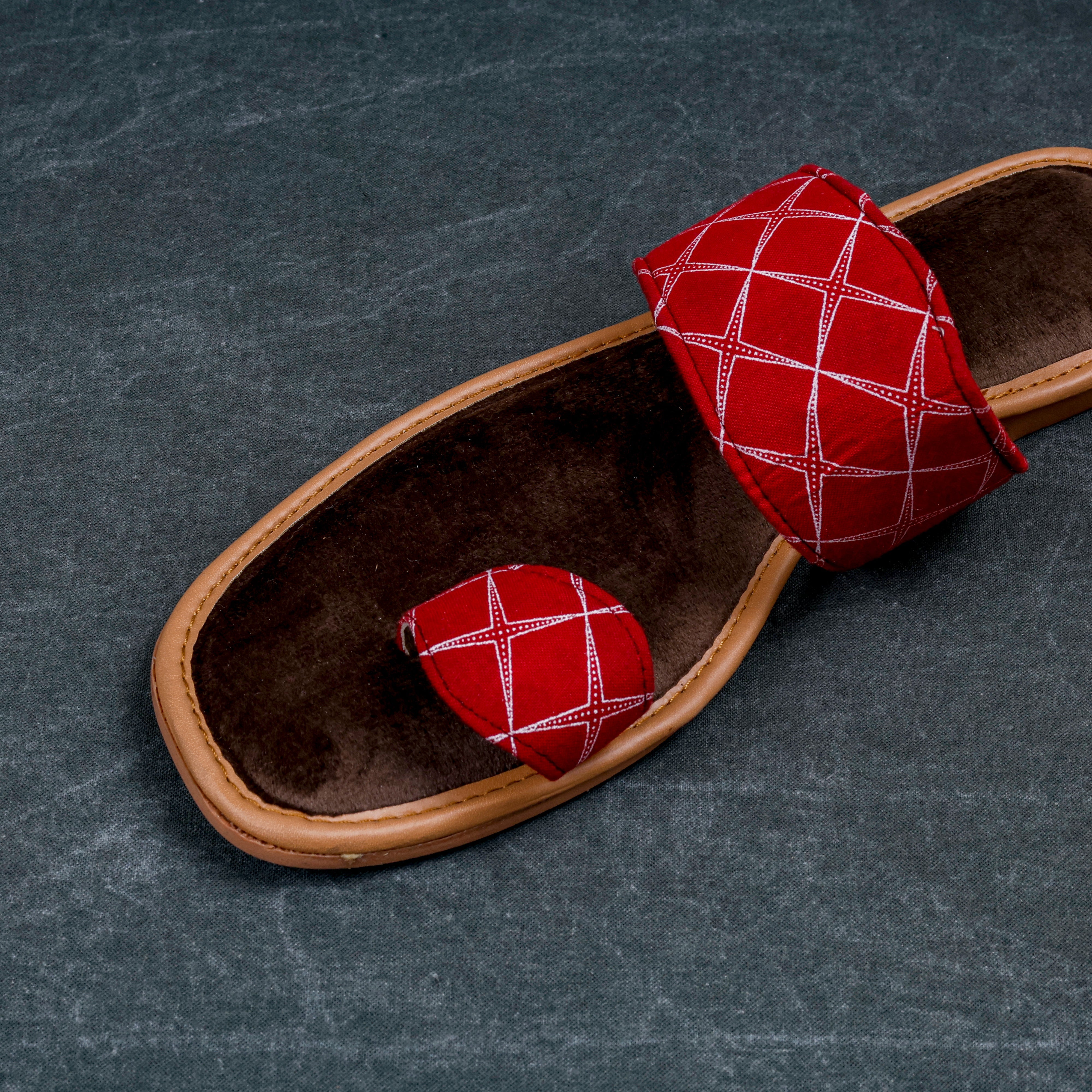 Red Textured Artisan Ethnic Flats