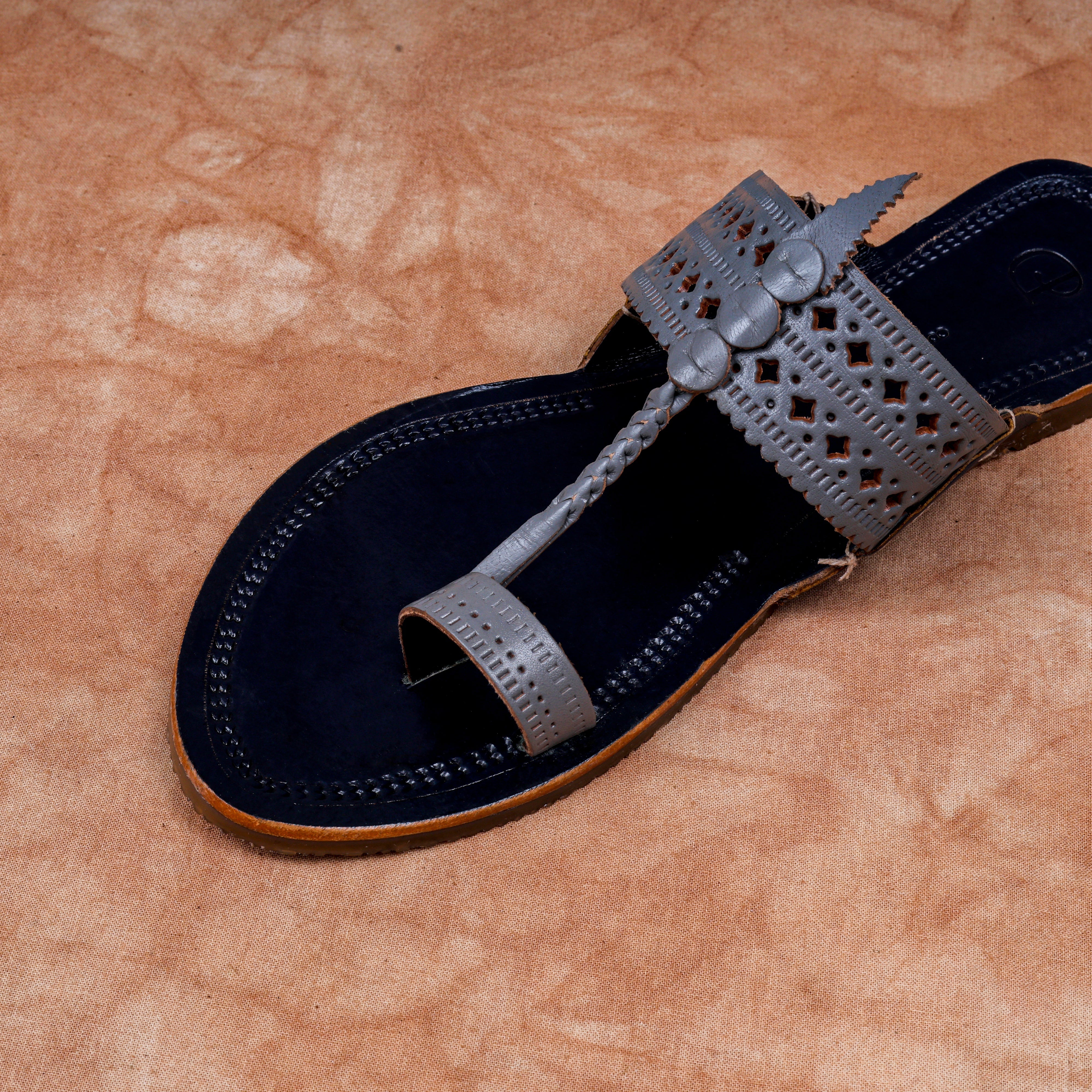 Black Leather Kolhapuri Sandals