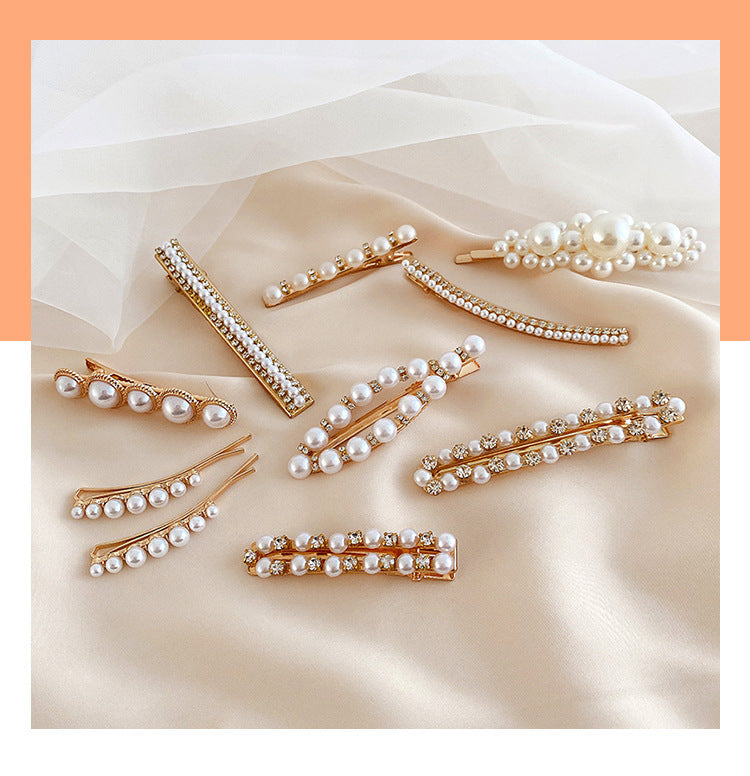 Geometric Alloy Plating Artificial Pearls Hair Clip