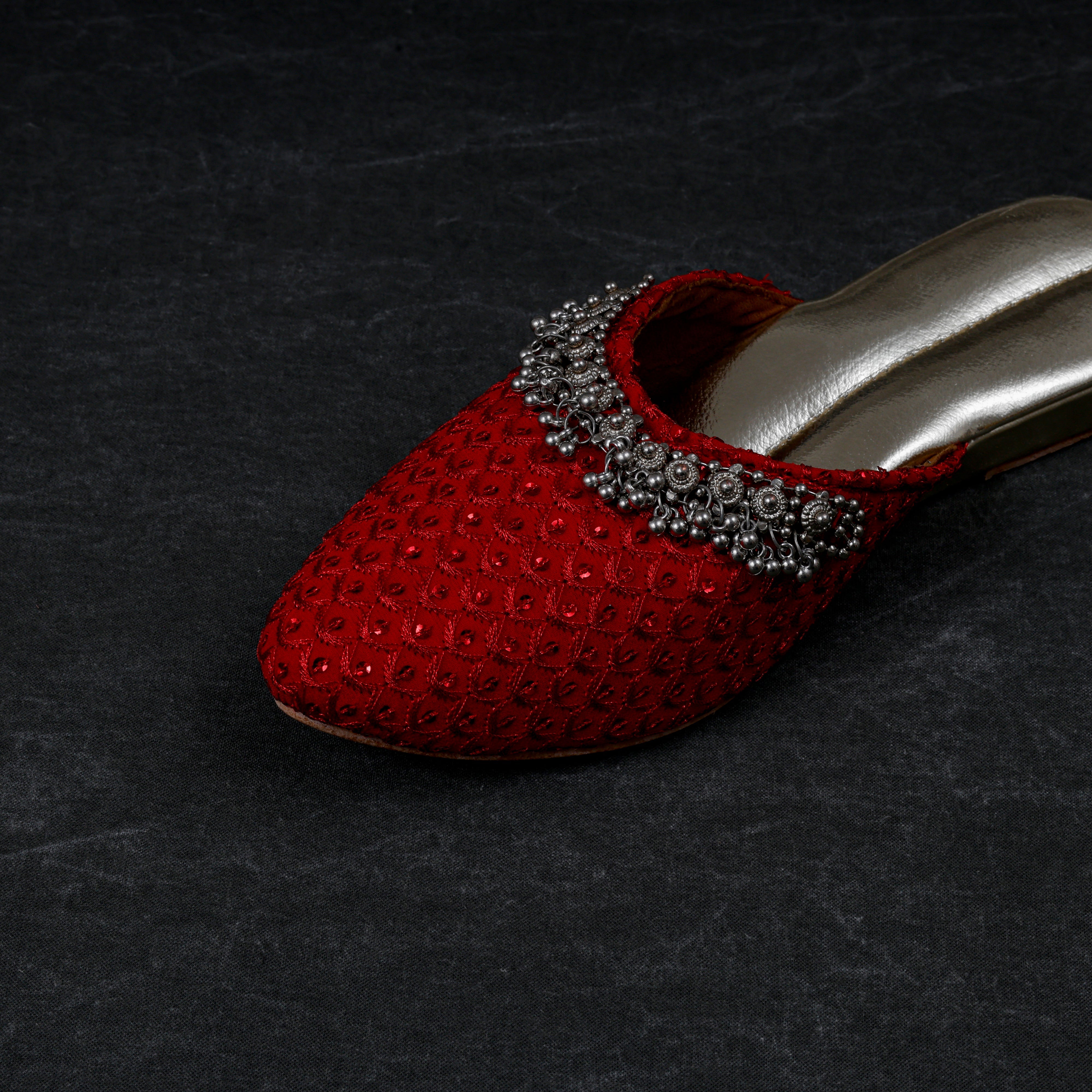 Red Pointed Artisan Mules