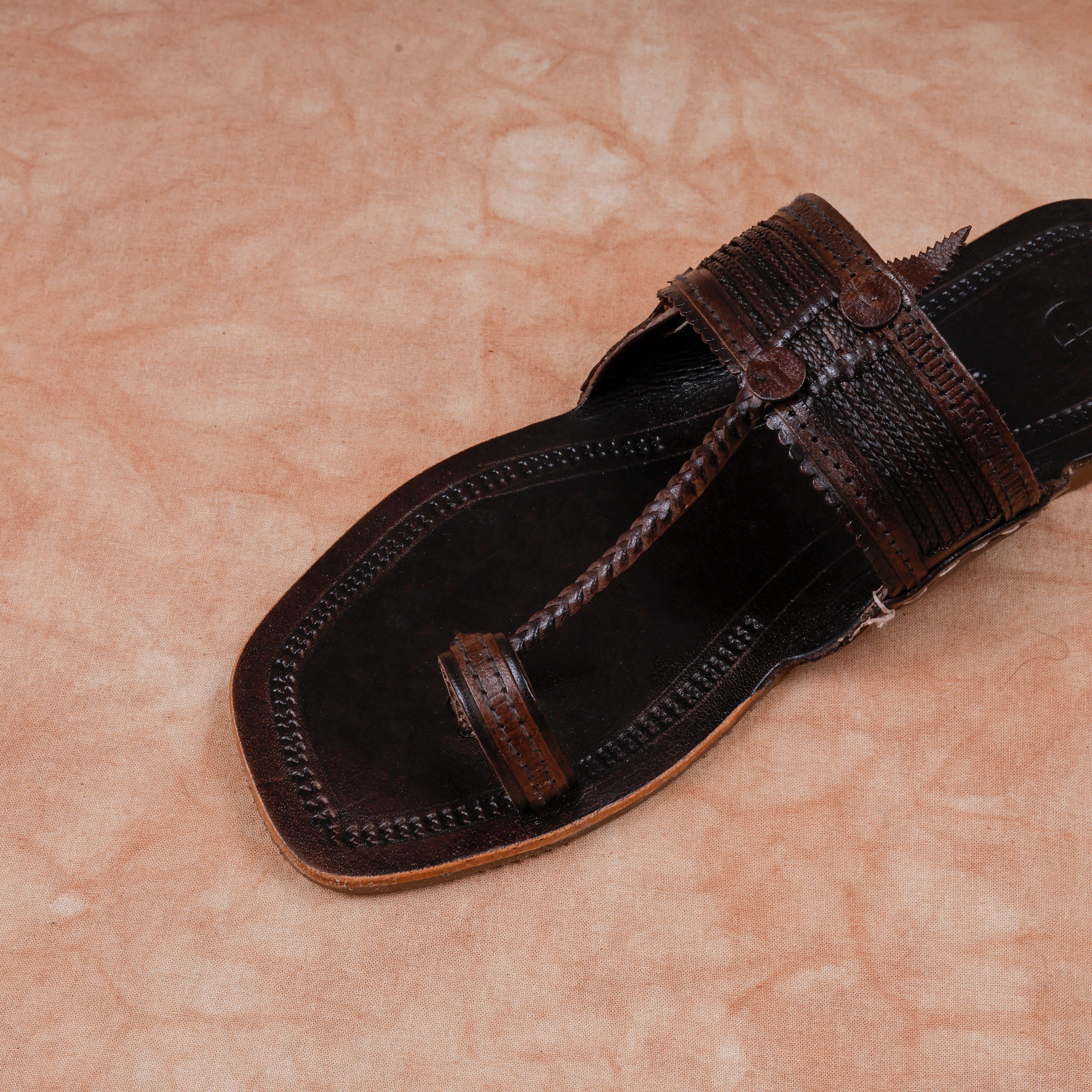 Dark Brown Handcrafted Leather Kolhapuri Sandals