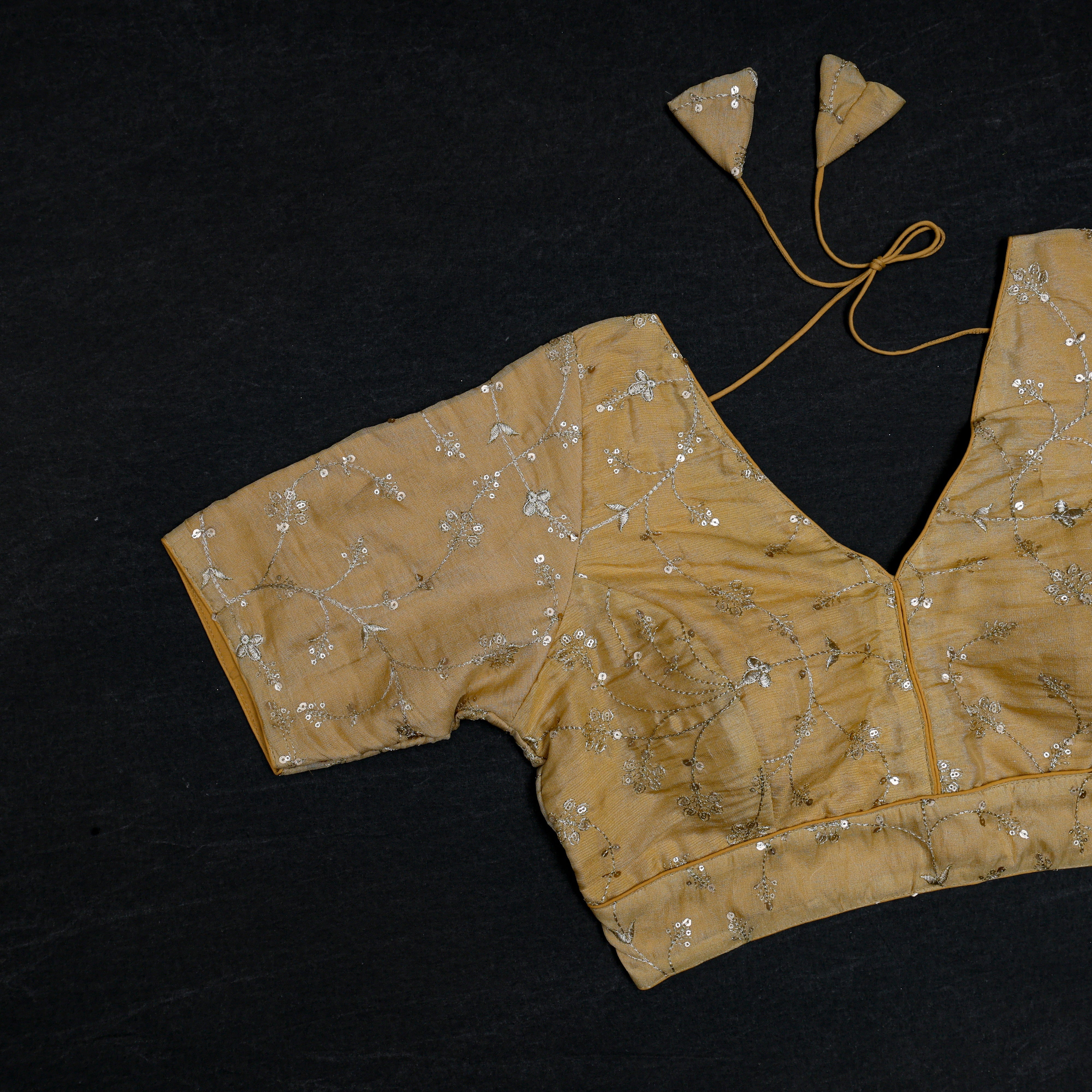 Silk V Neck Fitted Sleeve Readymade Blouse