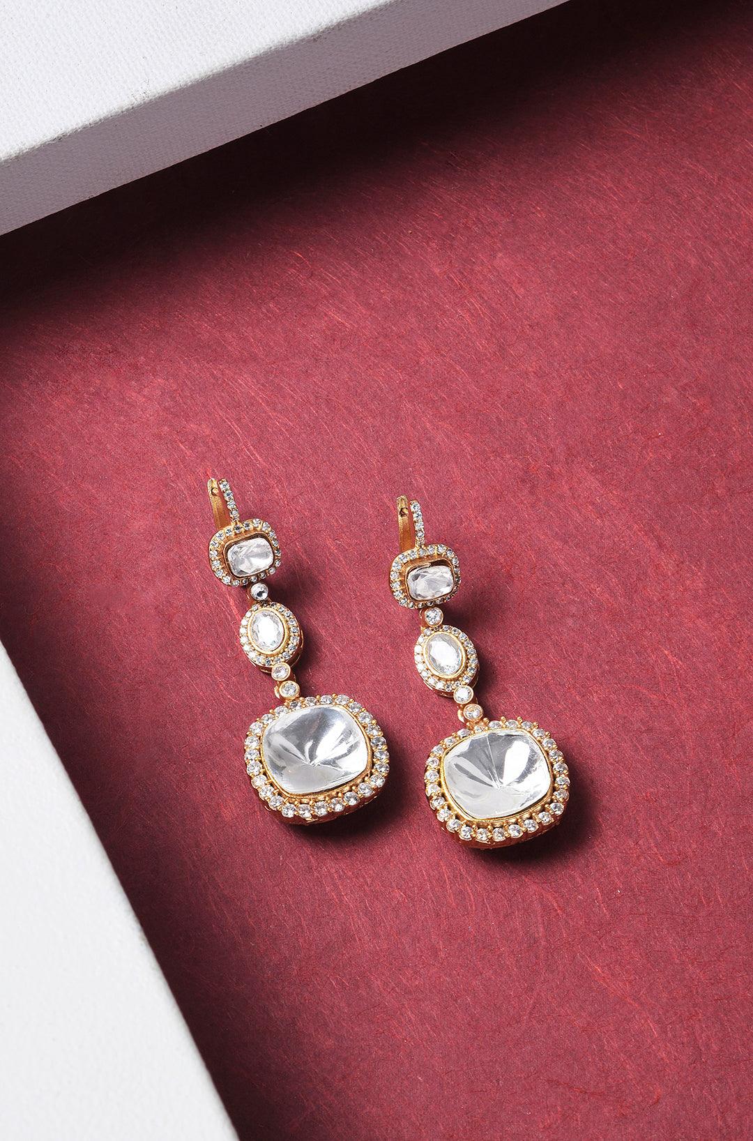 CZ Polki Sparkle Earrings - Dyulokha