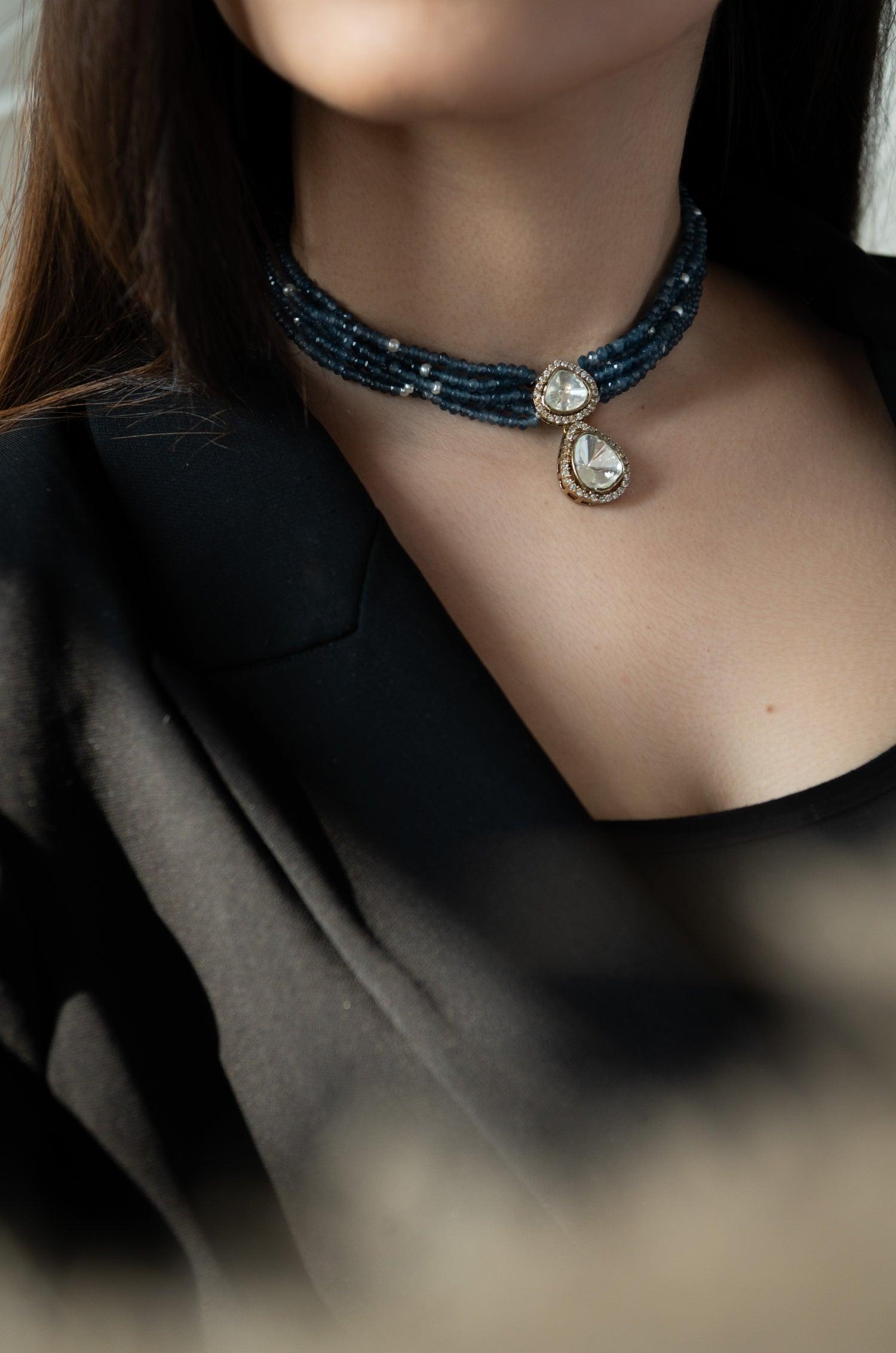 Blue Majesty Polki Necklace - Dyulokha
