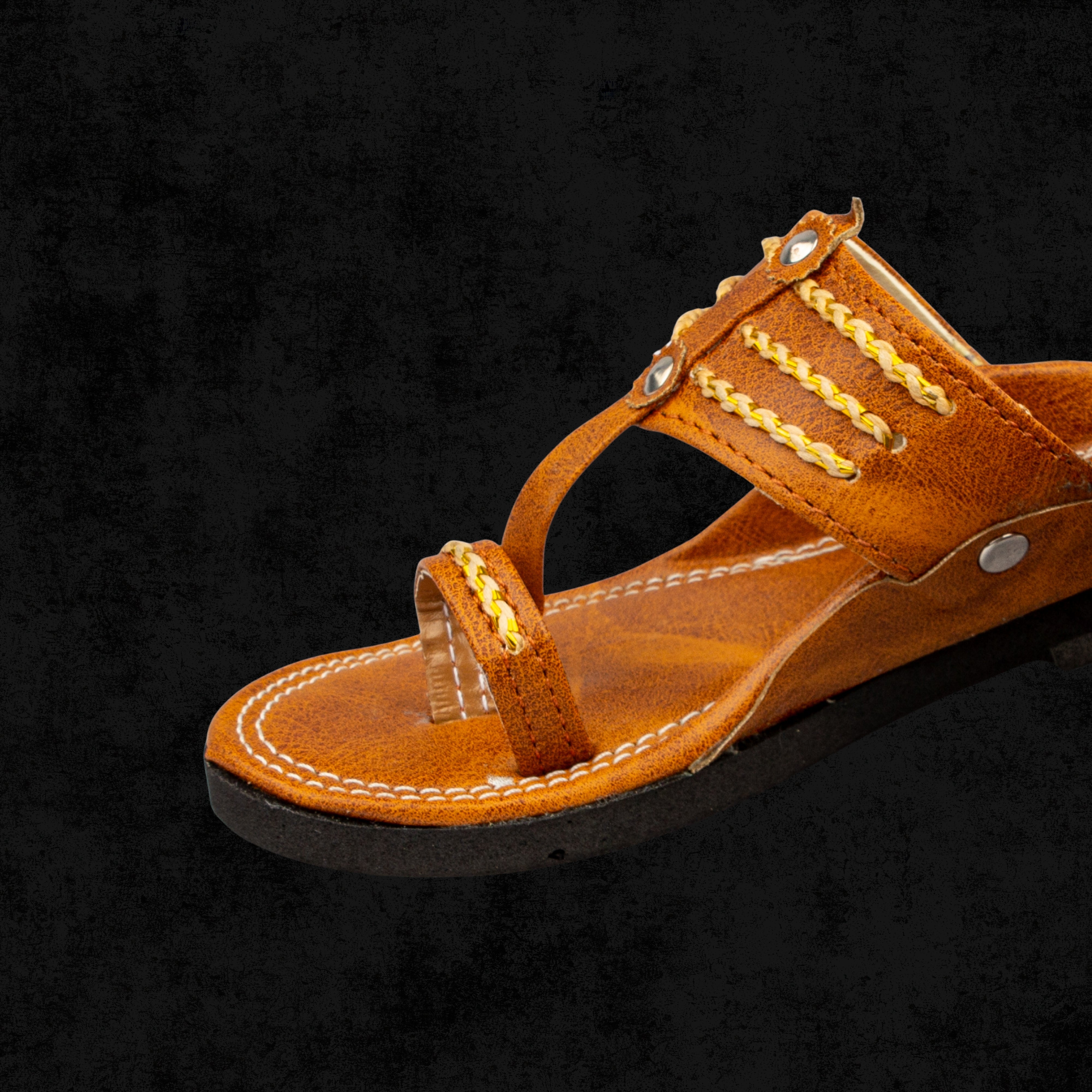 Natural Leather Kolhapuri In Tan