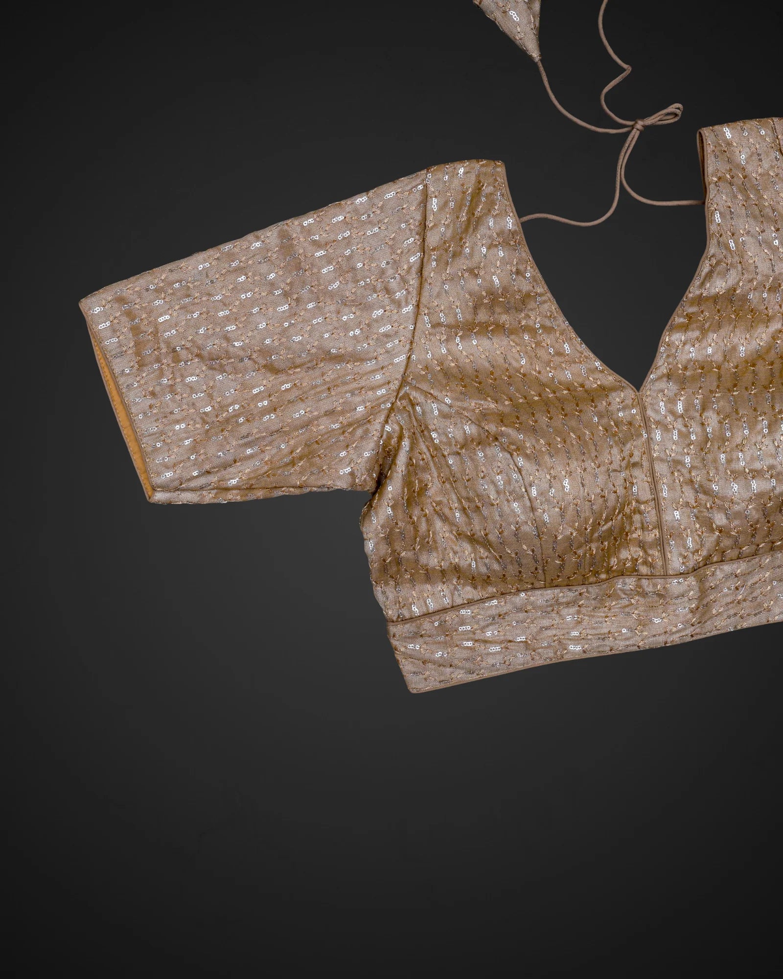 Tissue V Neck Deep Back Readymade Blouse