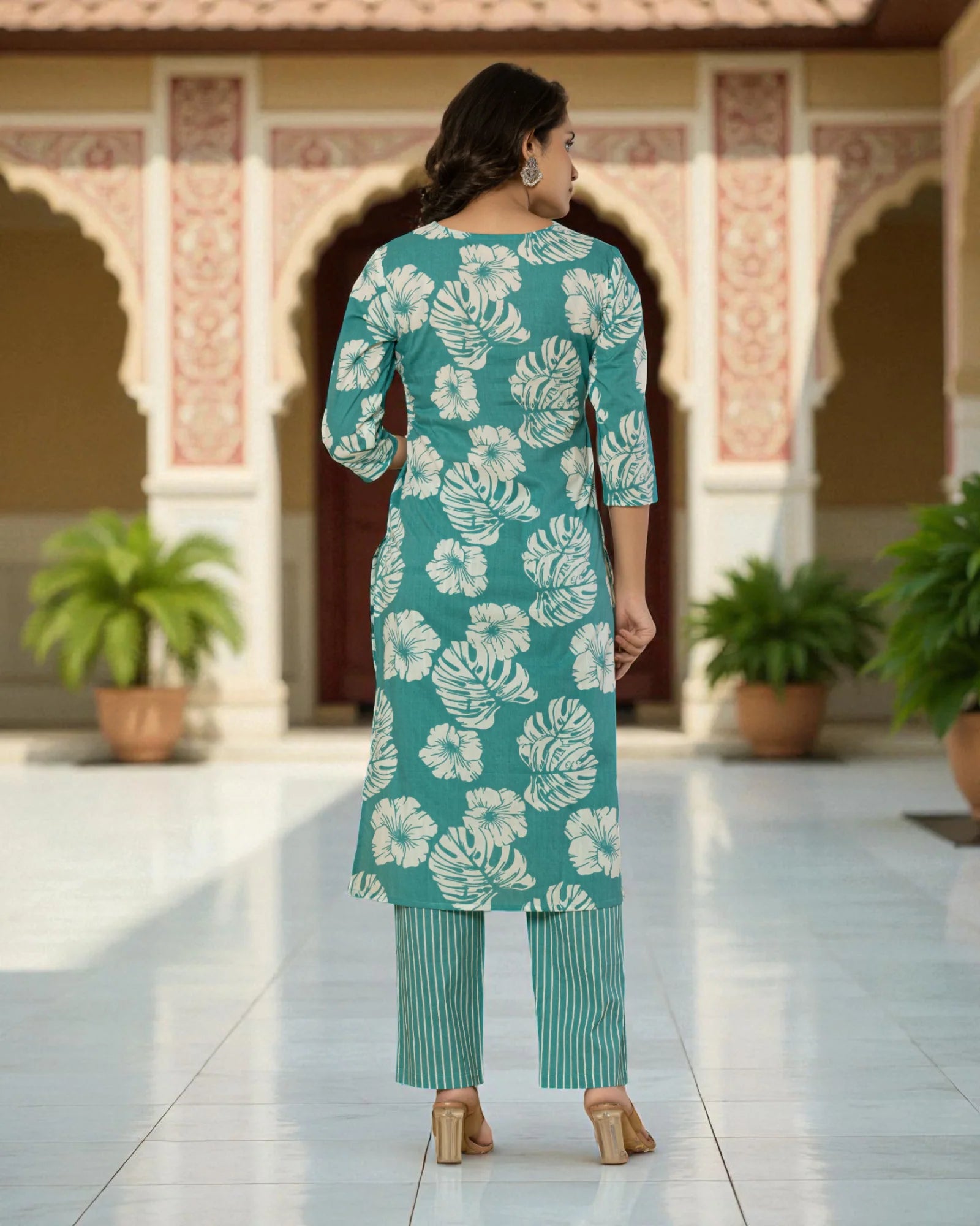 Floral Cotton Kurta Set With Dupatta