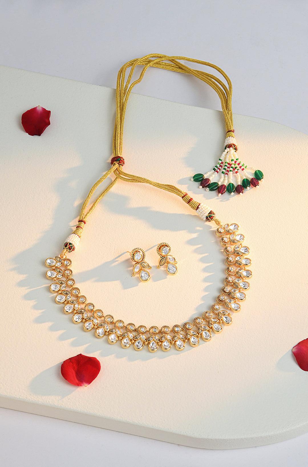 Golden Opulence Kundan Necklace Set - Dyulokha