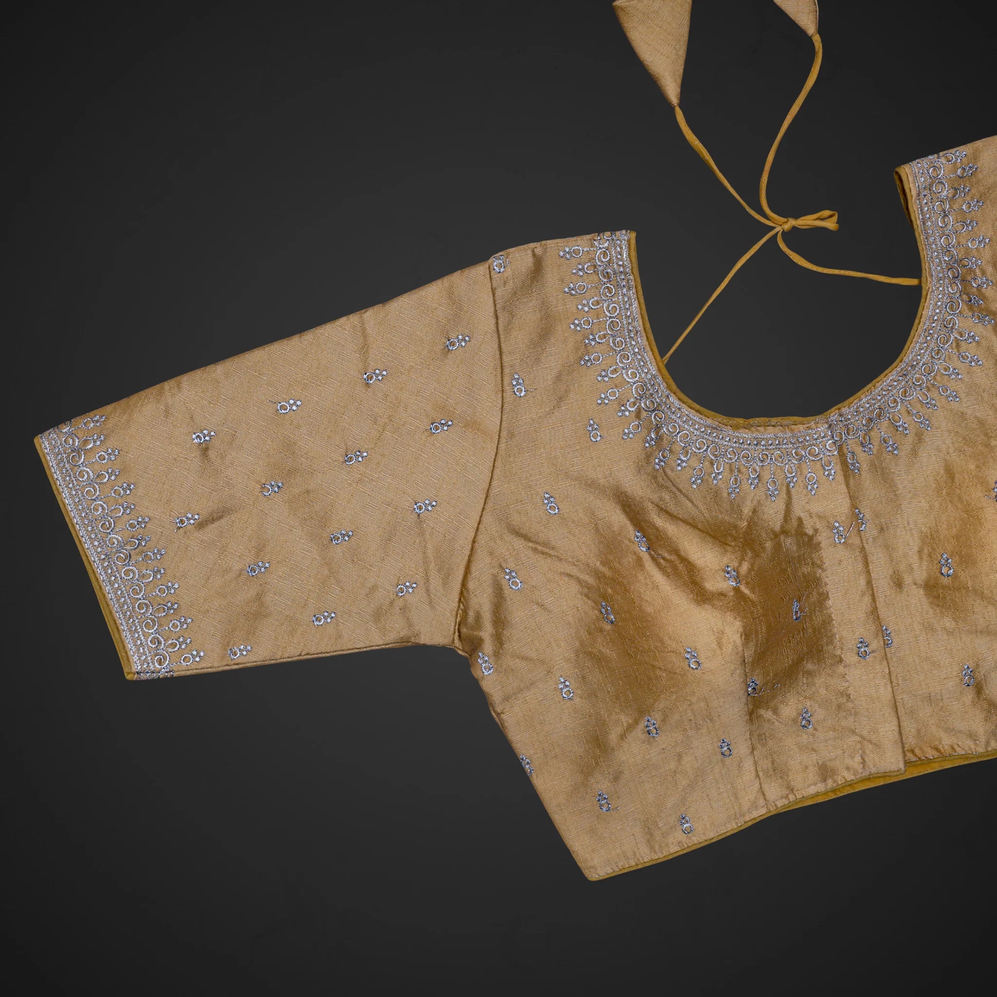 Silver Silk Zari Embroidered Readymade Blouse