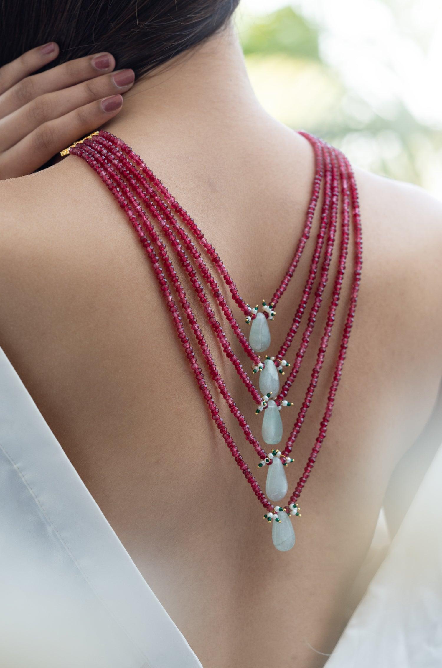 Crimson Onyx Cascade Necklace - Dyulokha