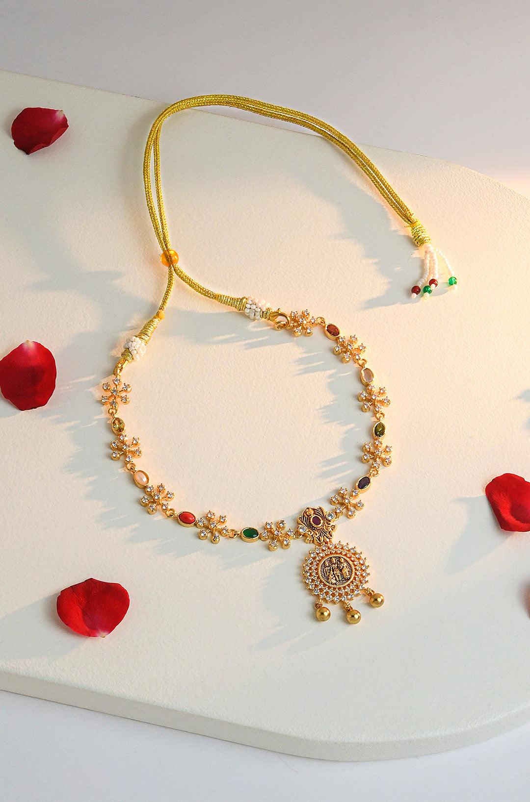Navratan Splendor Vibrant Gemstone Necklace - Dyulokha