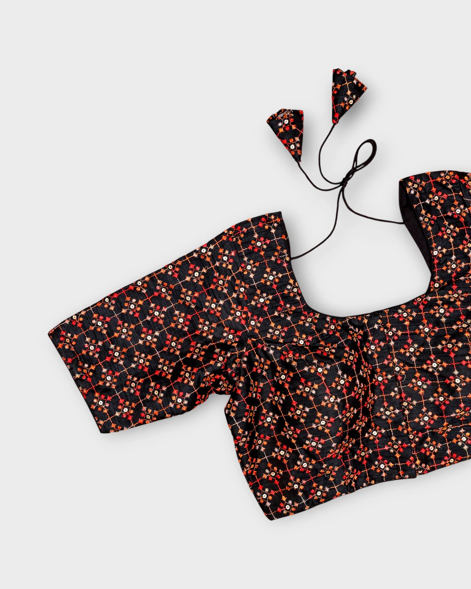 Raw Silk U Neck Back Design Readymade Blouse