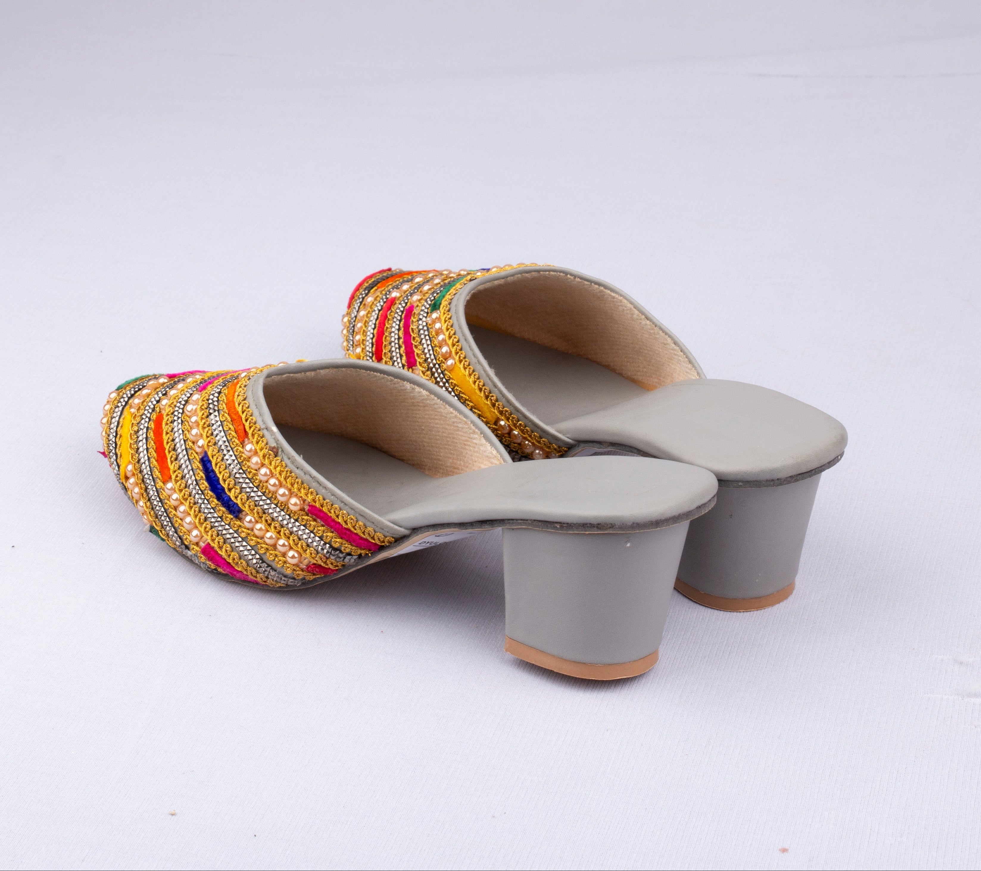 Two Tone Yellow Ethnic Mules