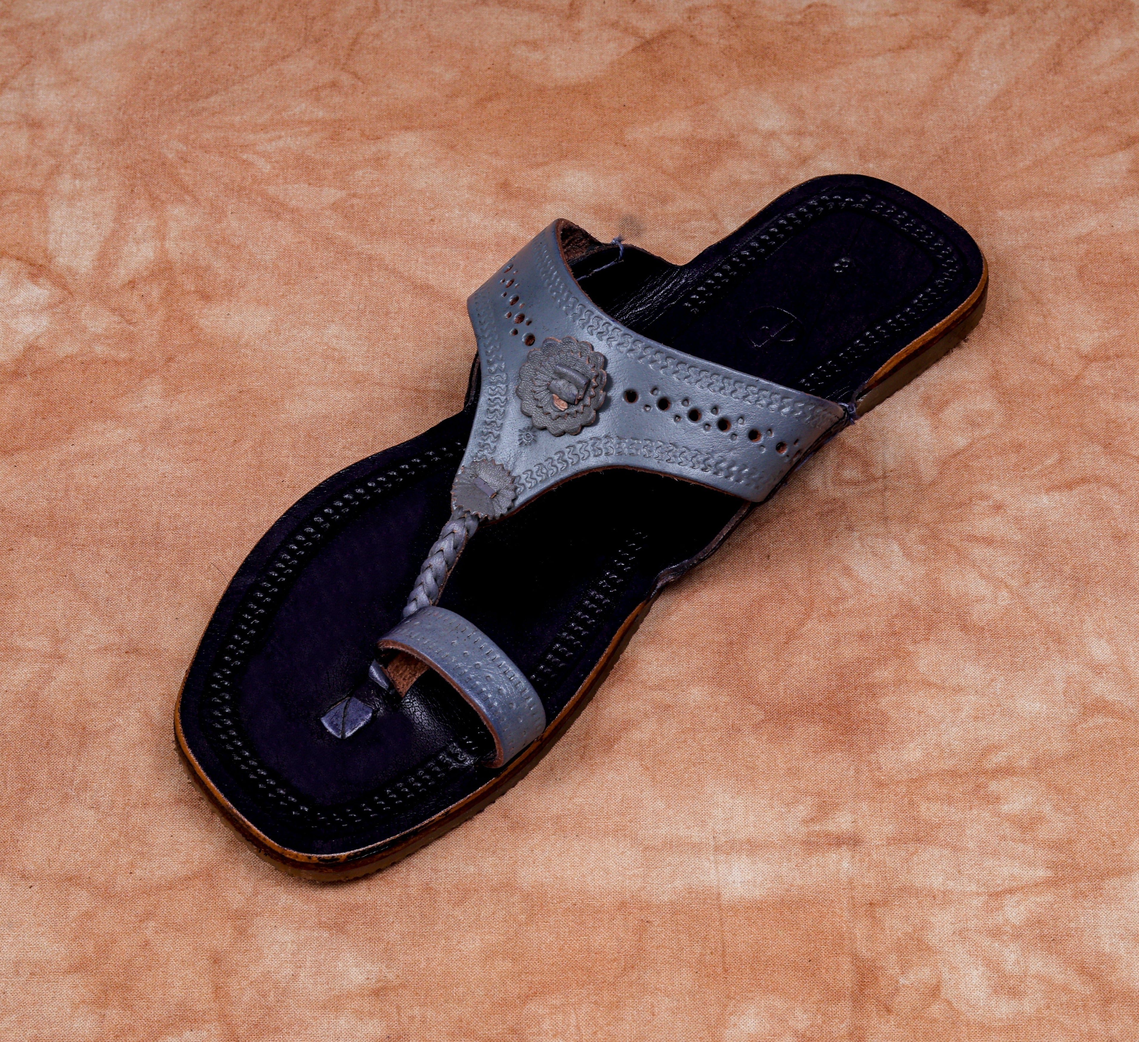 Black Artisan Crafted Kolhapuri Sandals