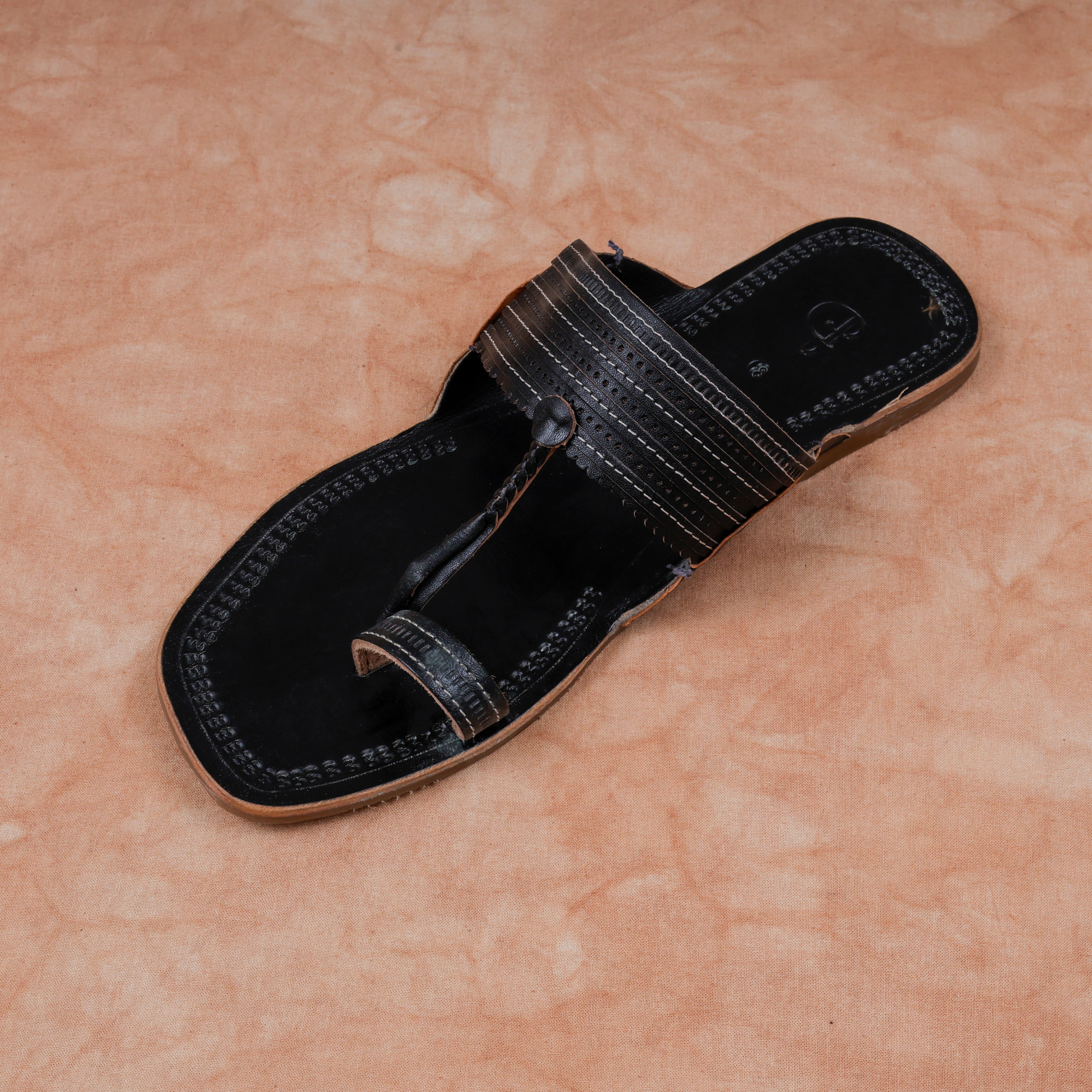 Black Patent Leather Kolhapuri Sandals