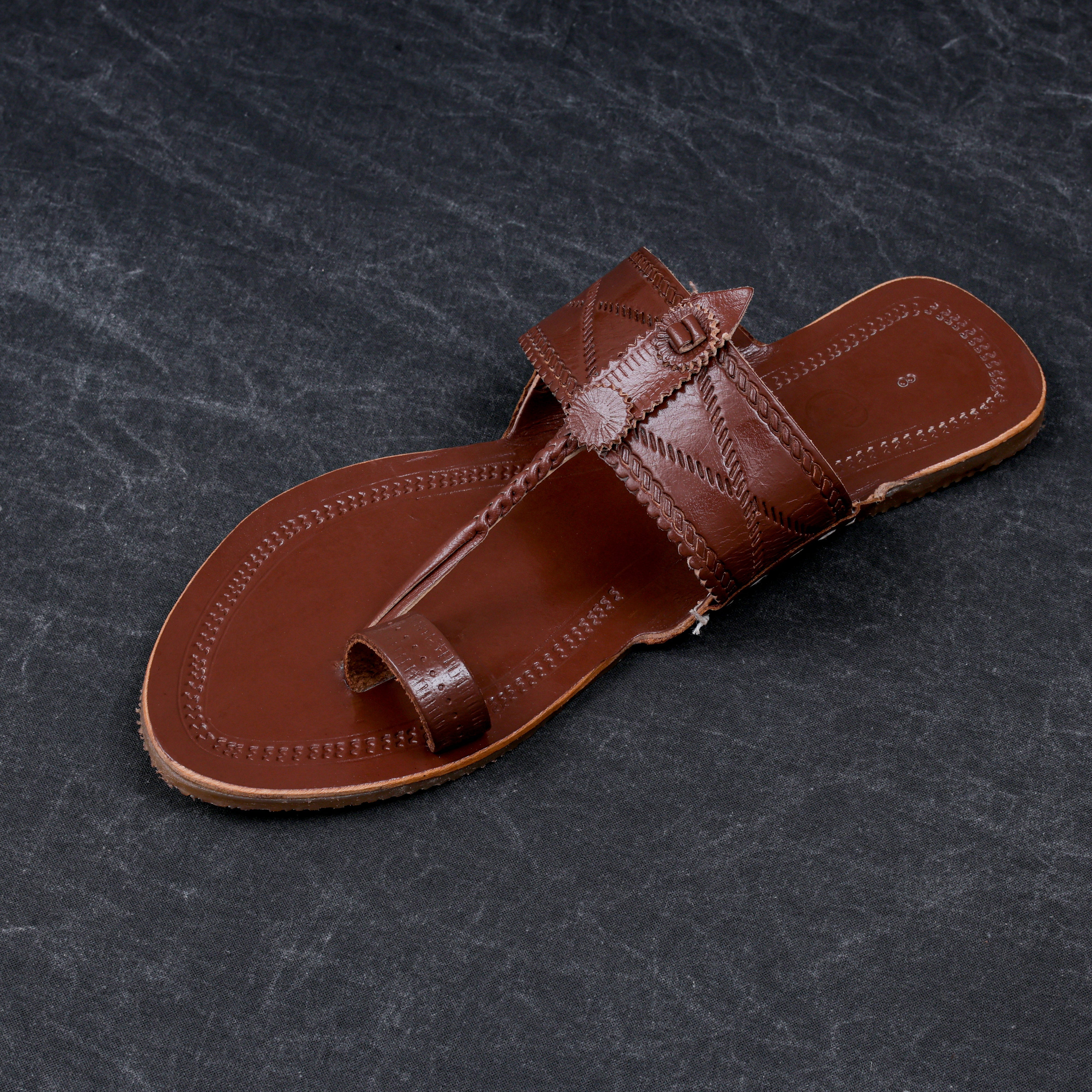 Premium Dark Brown Patent Kolhapuri Chappal