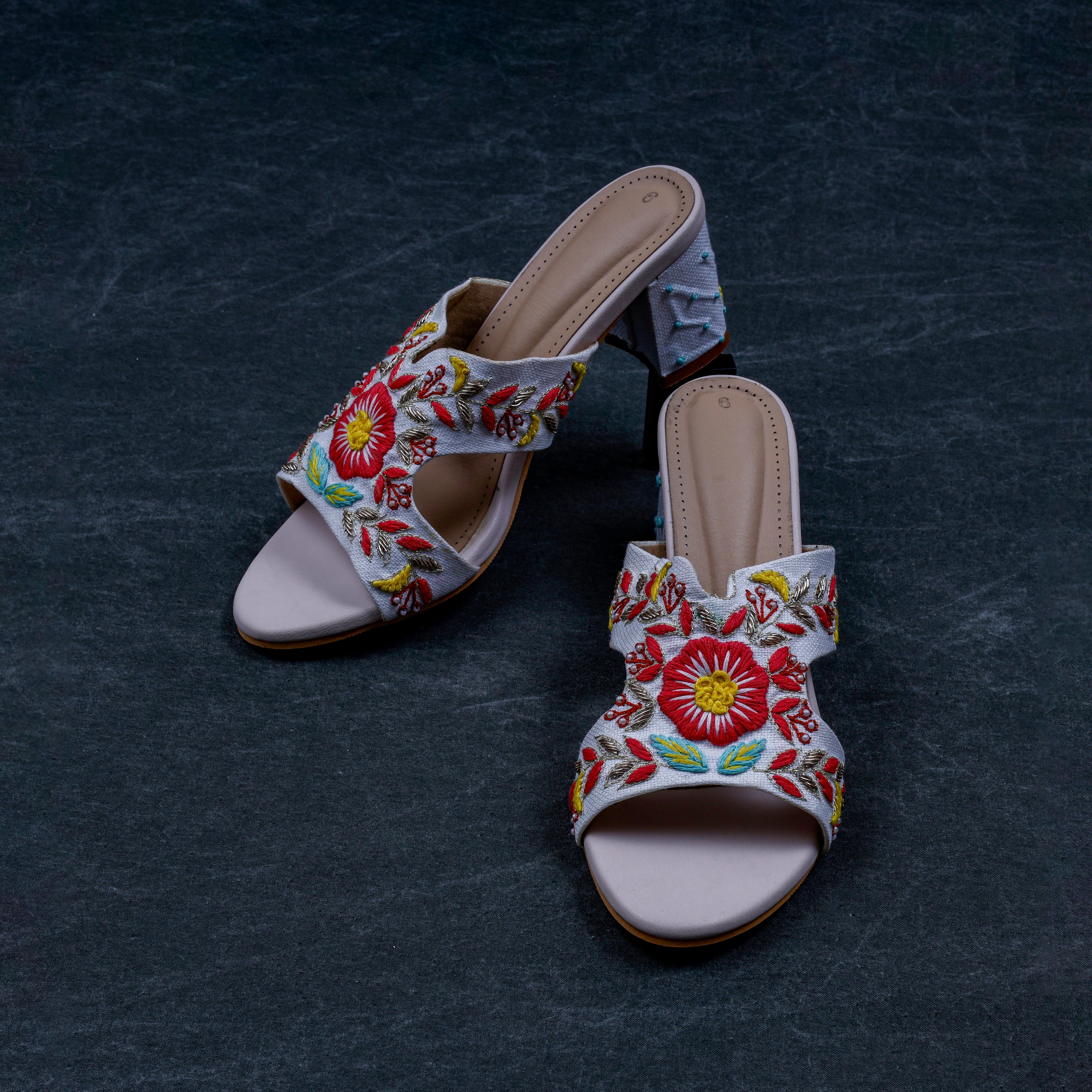 Two Tone Cream Handcrafted Heels