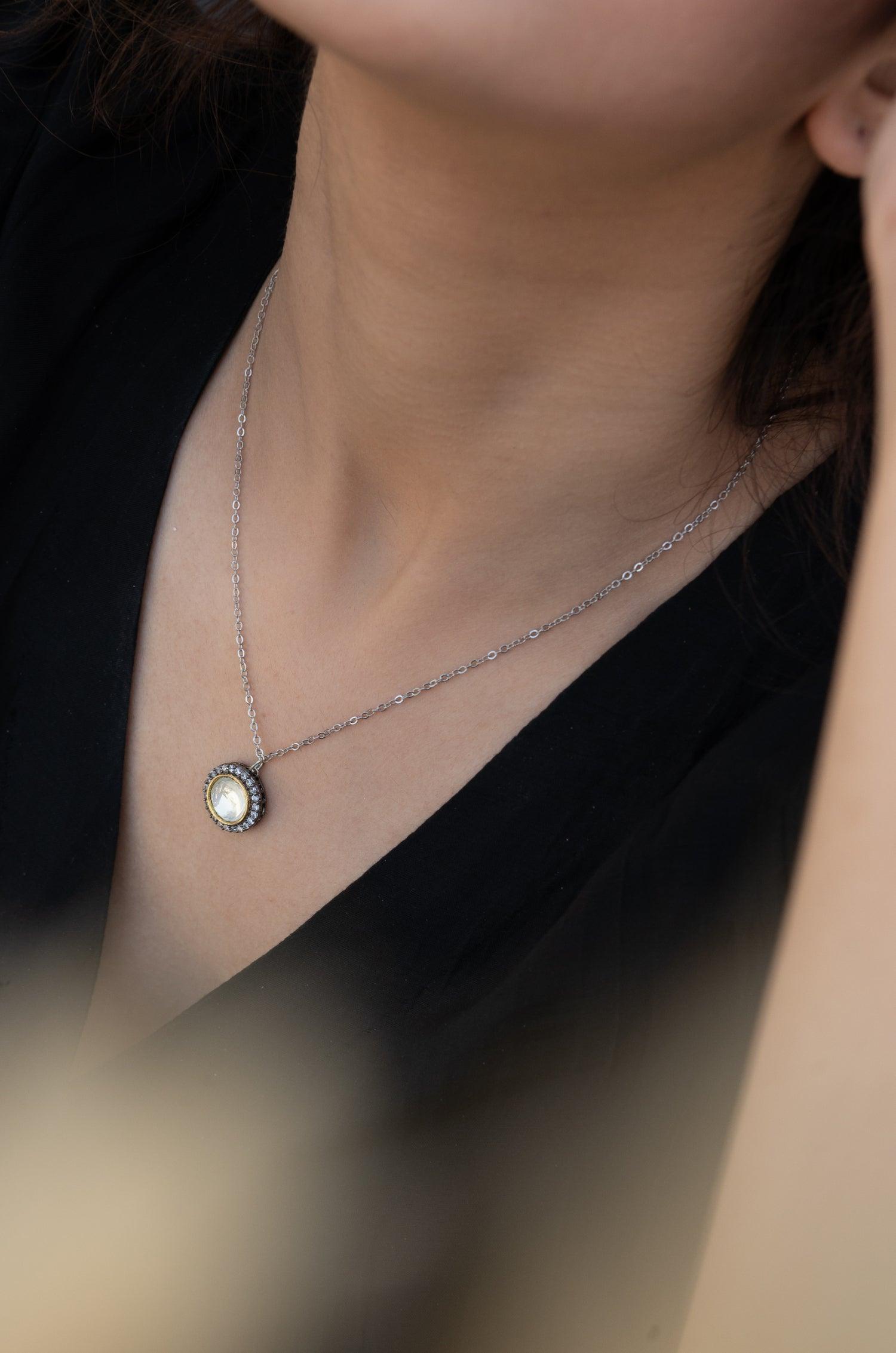 Dazzling Polki Pendant Necklace - Dyulokha