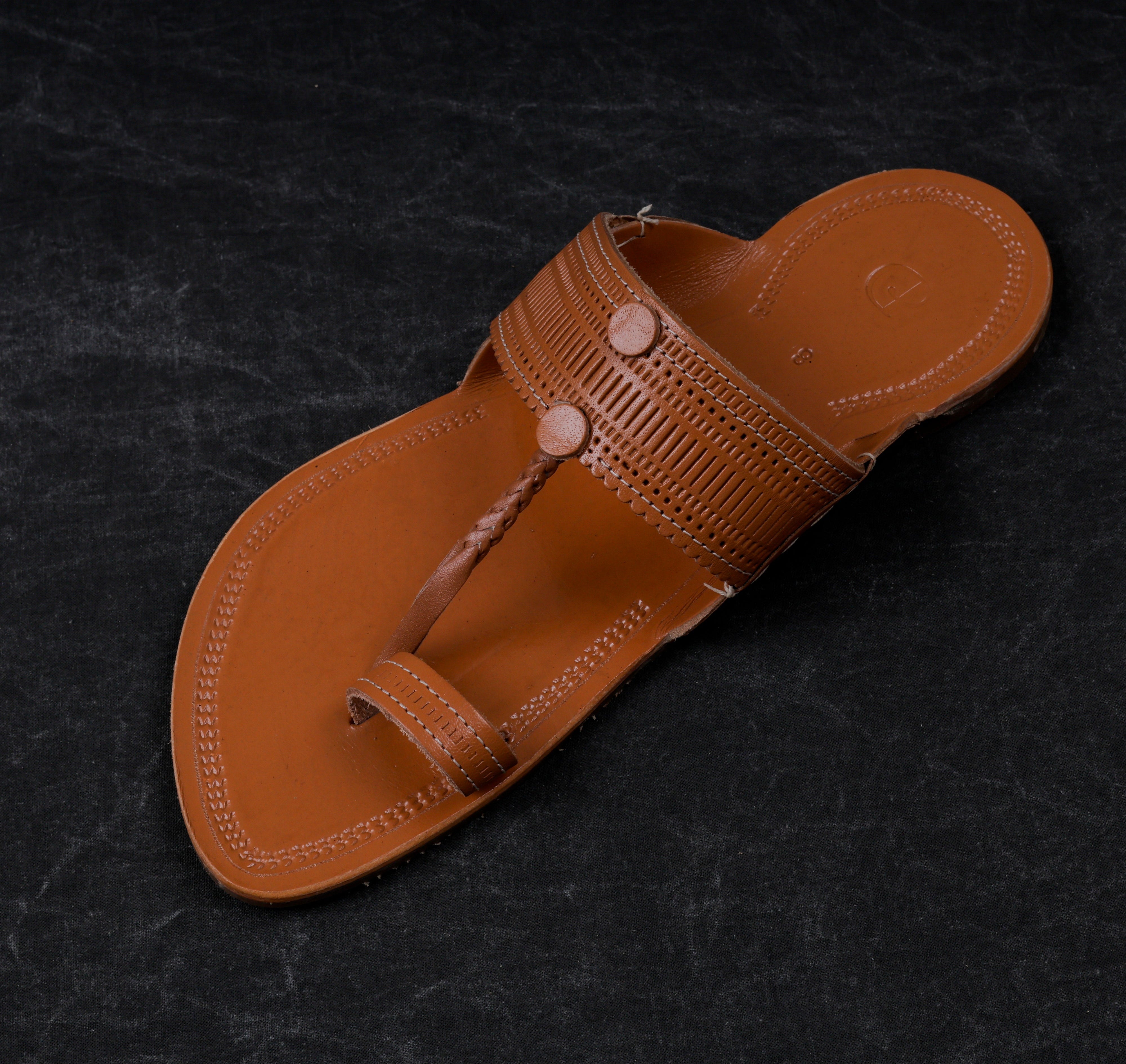 Handcrafted Tan Open Toe Kolhapuri Sandals
