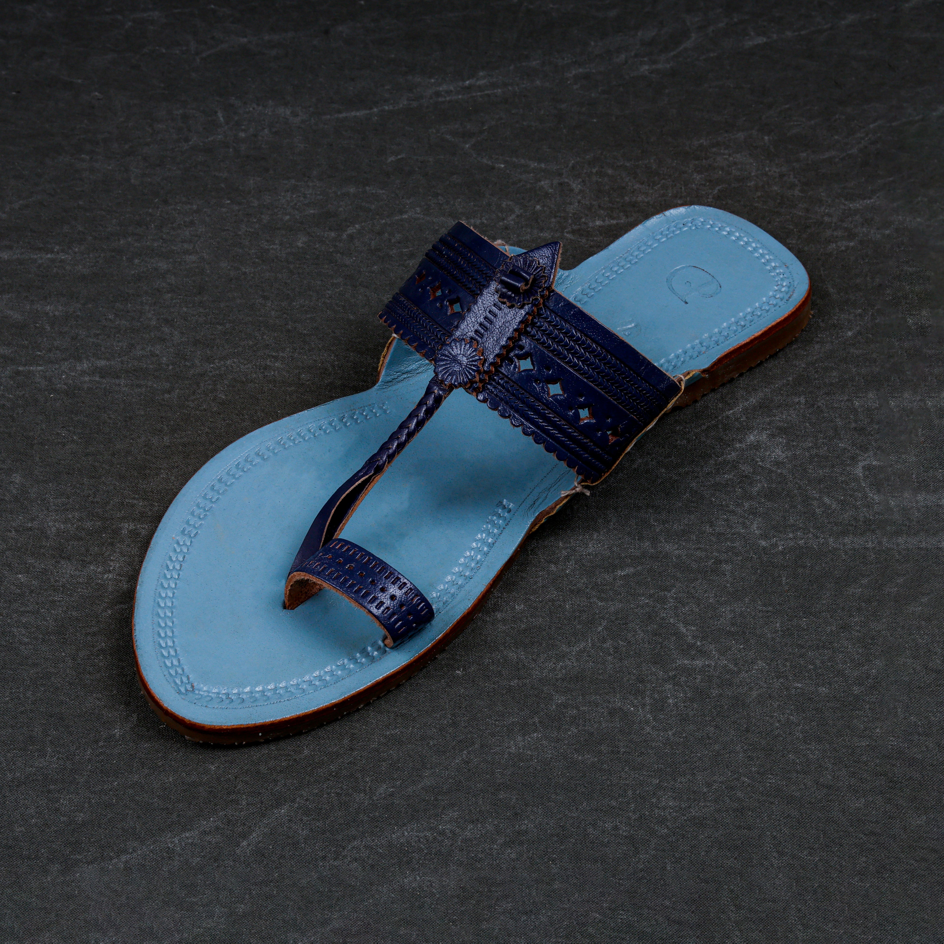 Sky Blue Handcrafted Kolhapuri Sandals
