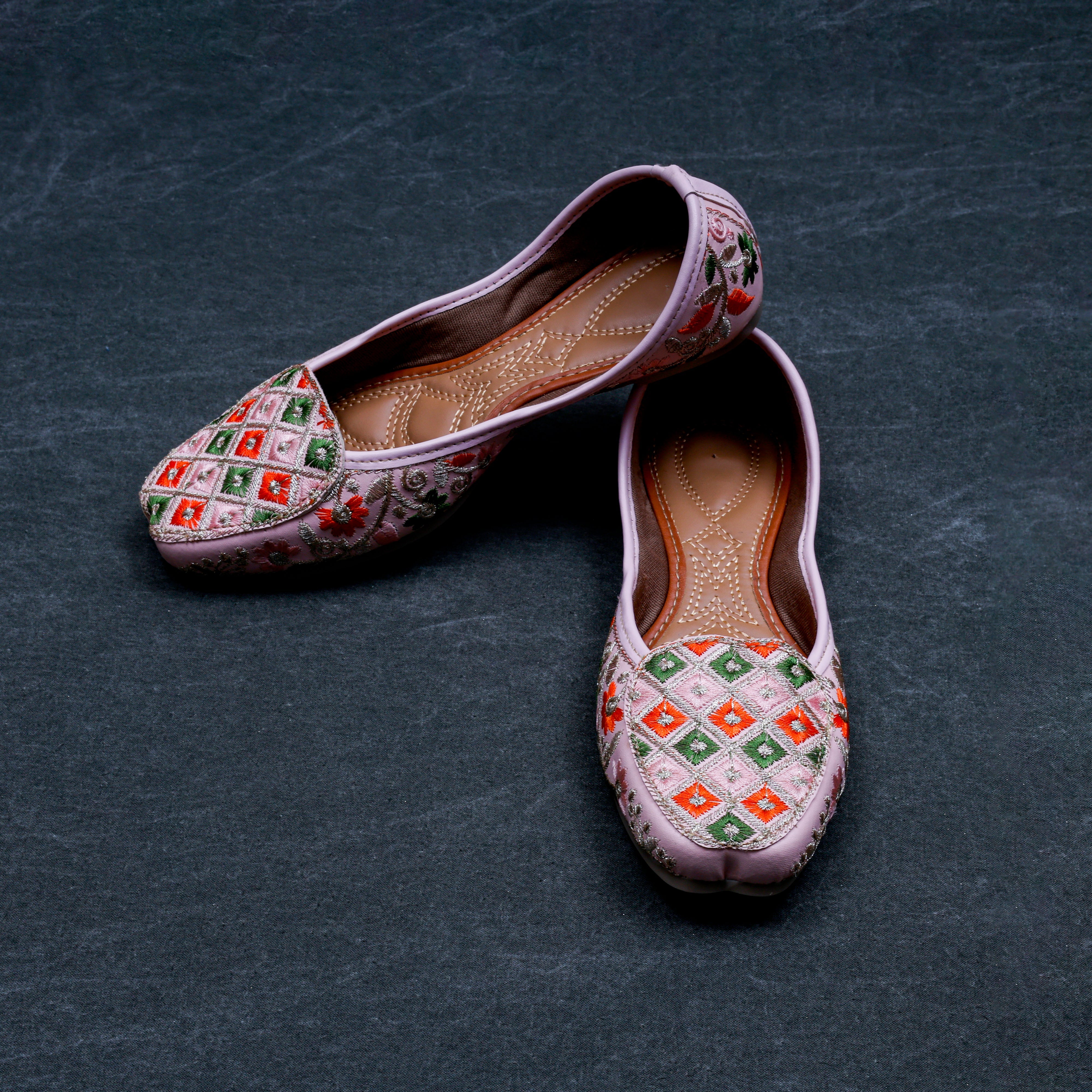 Handcrafted Baby Pink Rexine Loafers