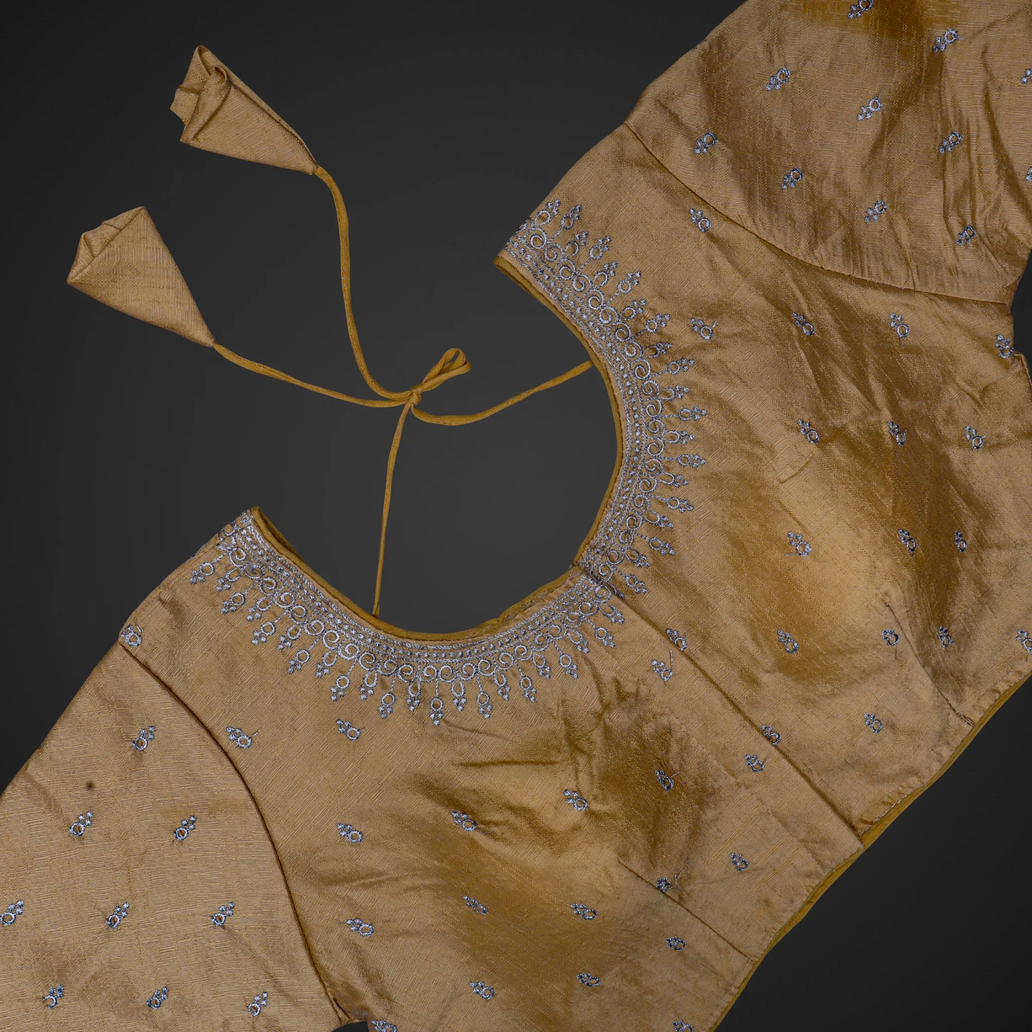 Silver Silk Zari Embroidered Readymade Blouse