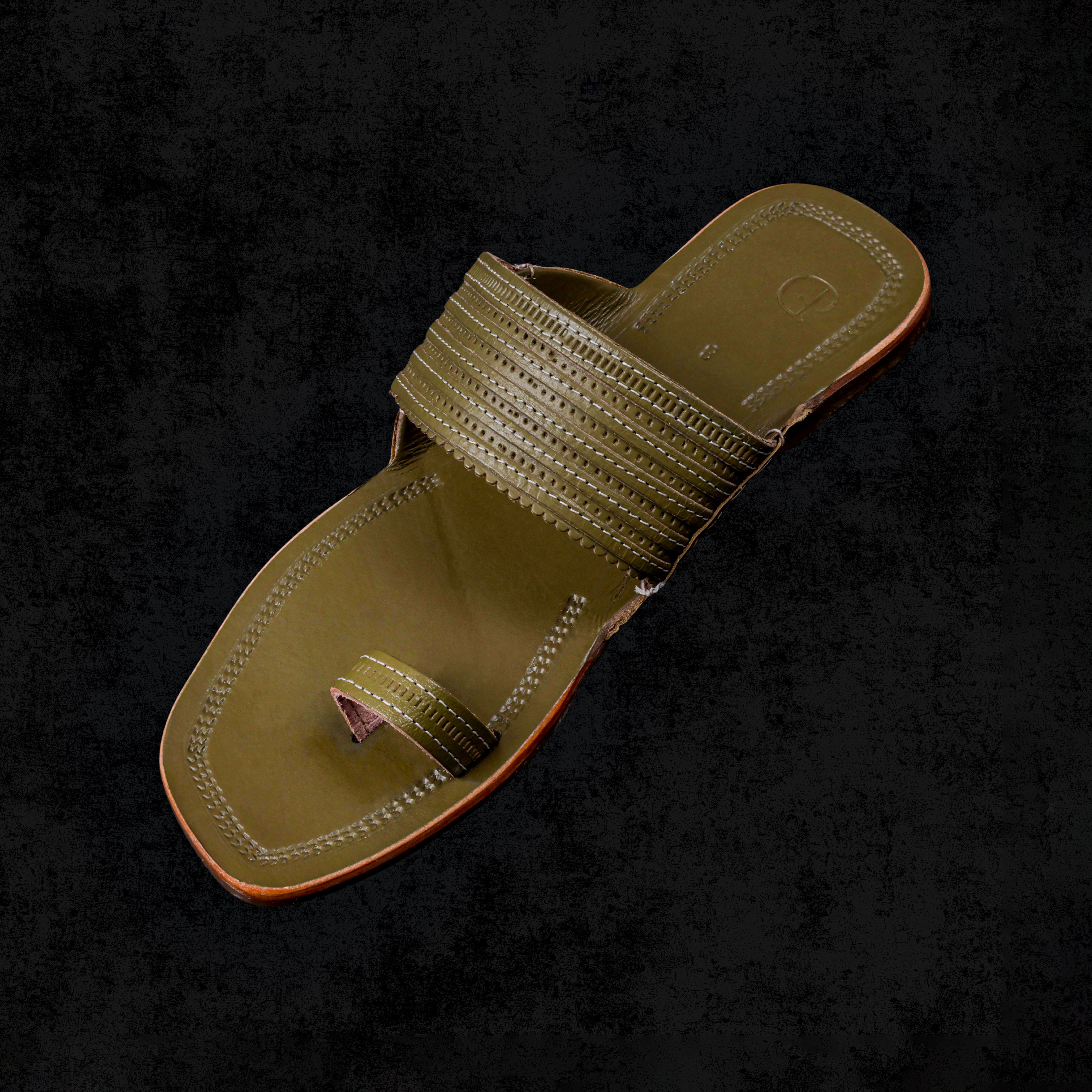 Light Green Artisan Leather Kolhapuri Sandals