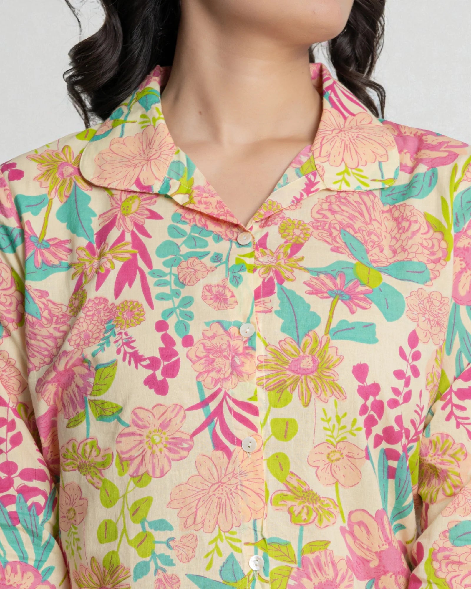 Floral Printed Cotton Cord Co-Ord Set