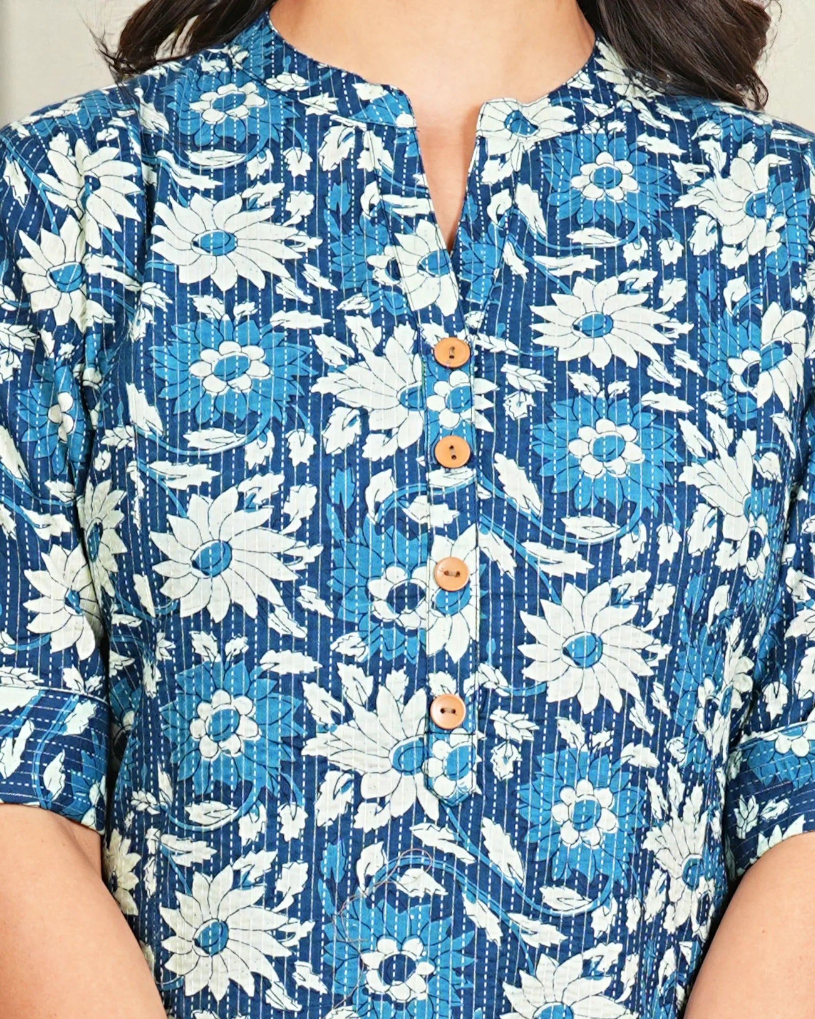 Floral Geometric Printed Cotton Kurta