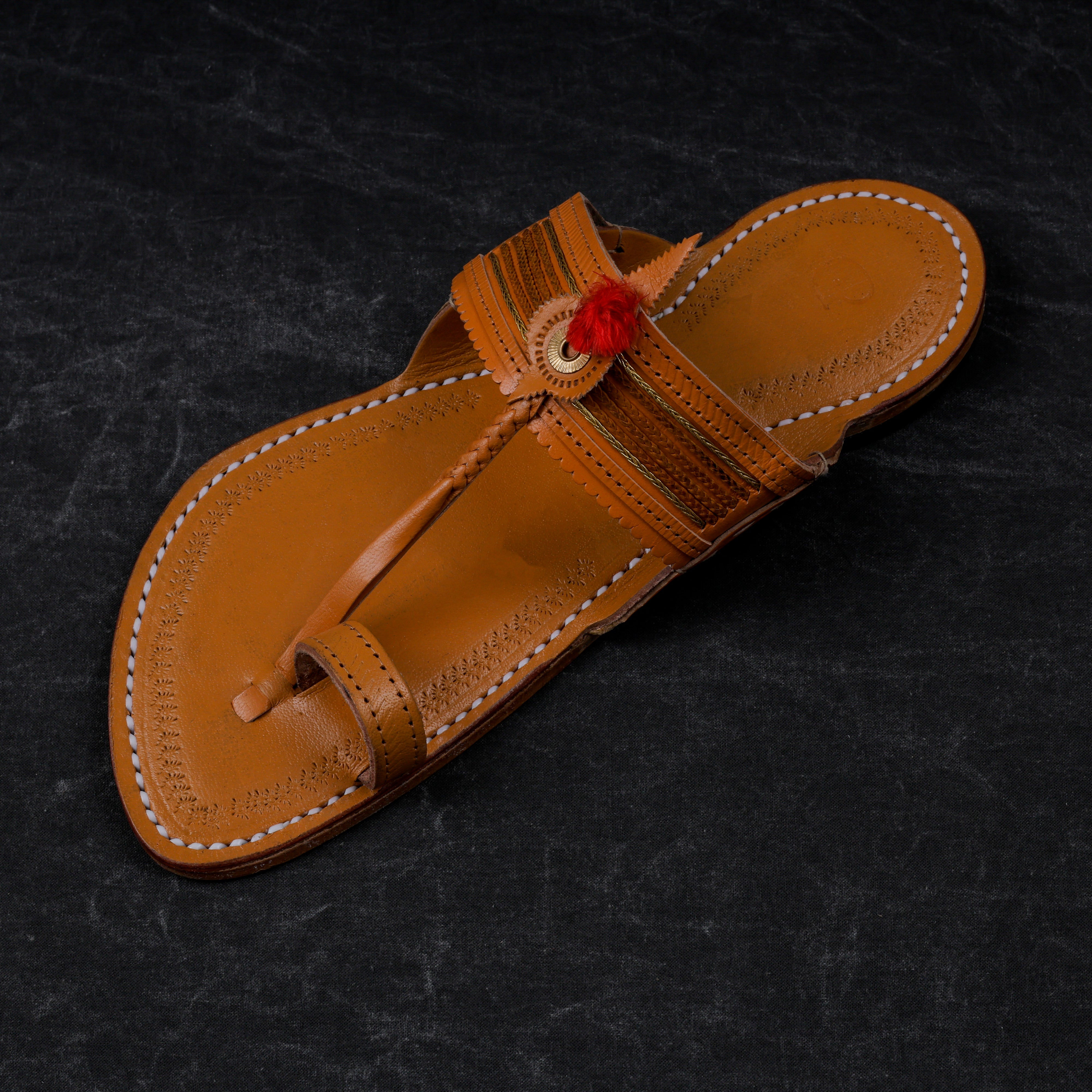 Tan Traditional Leather Kolhapuri Sandals