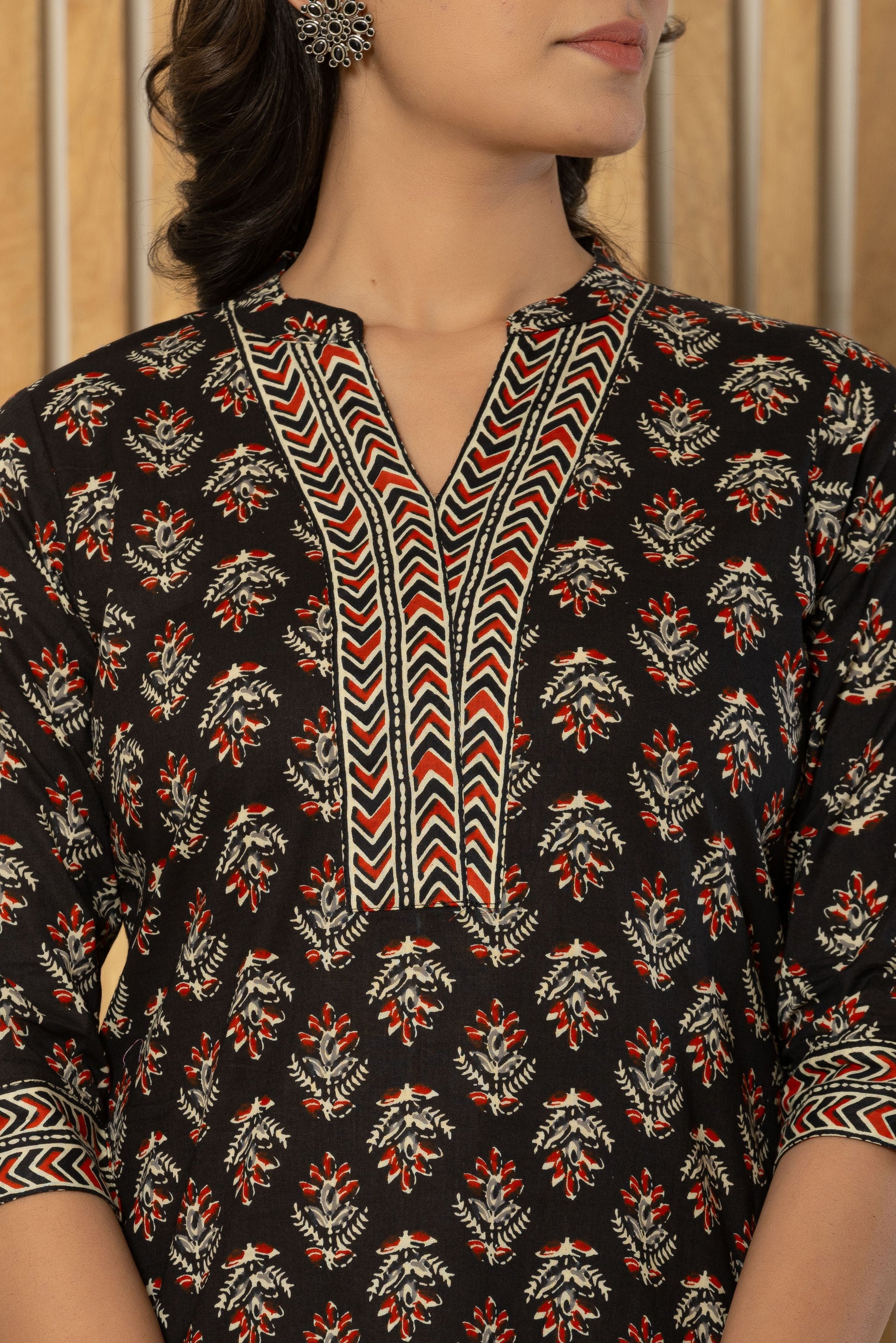 Floral Cotton Embroidered Kurta
