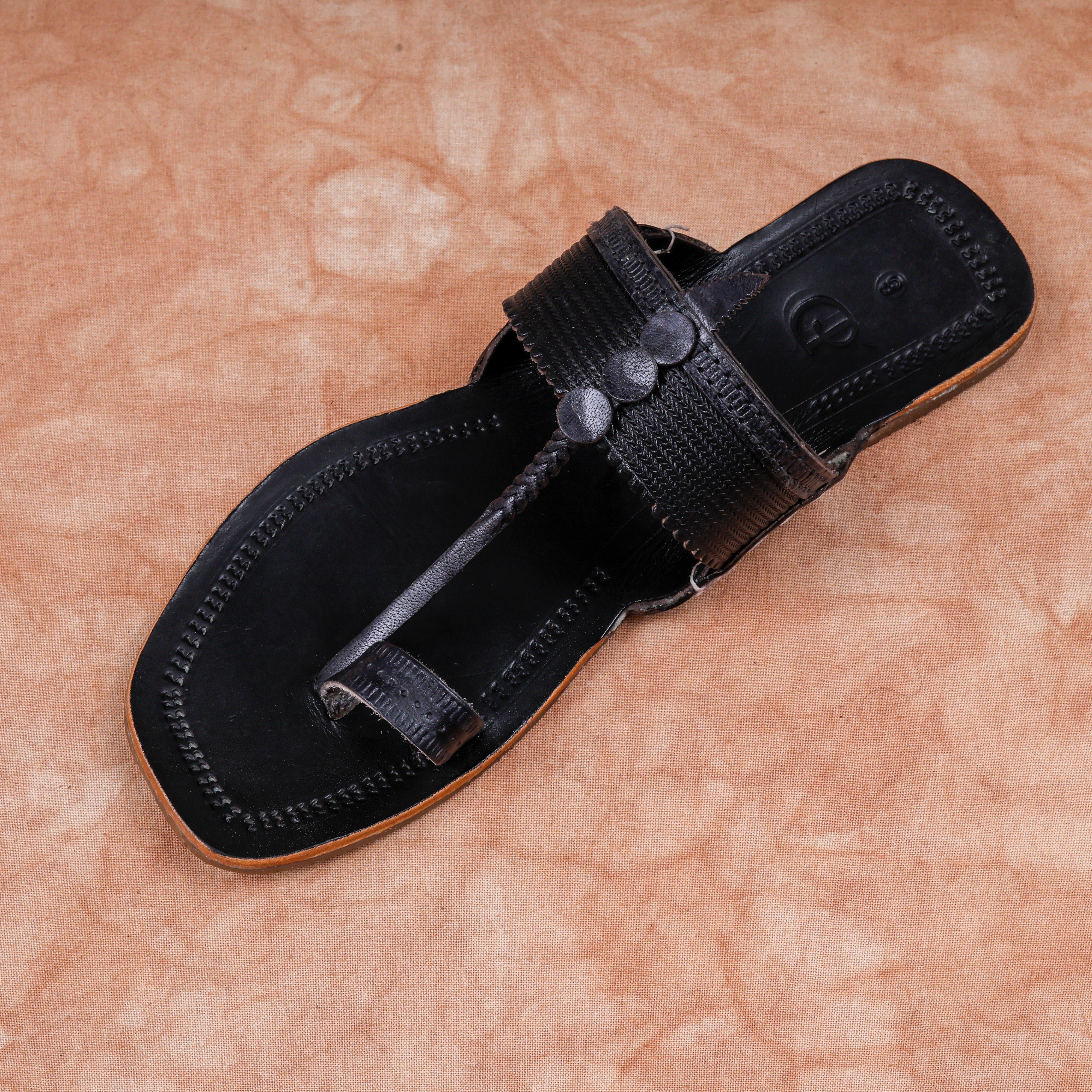 Black Patent Kolhapuri Sandals