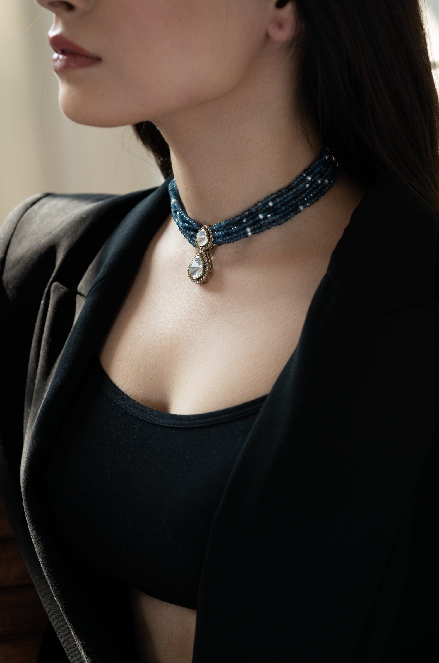 Blue Majesty Polki Necklace - Dyulokha