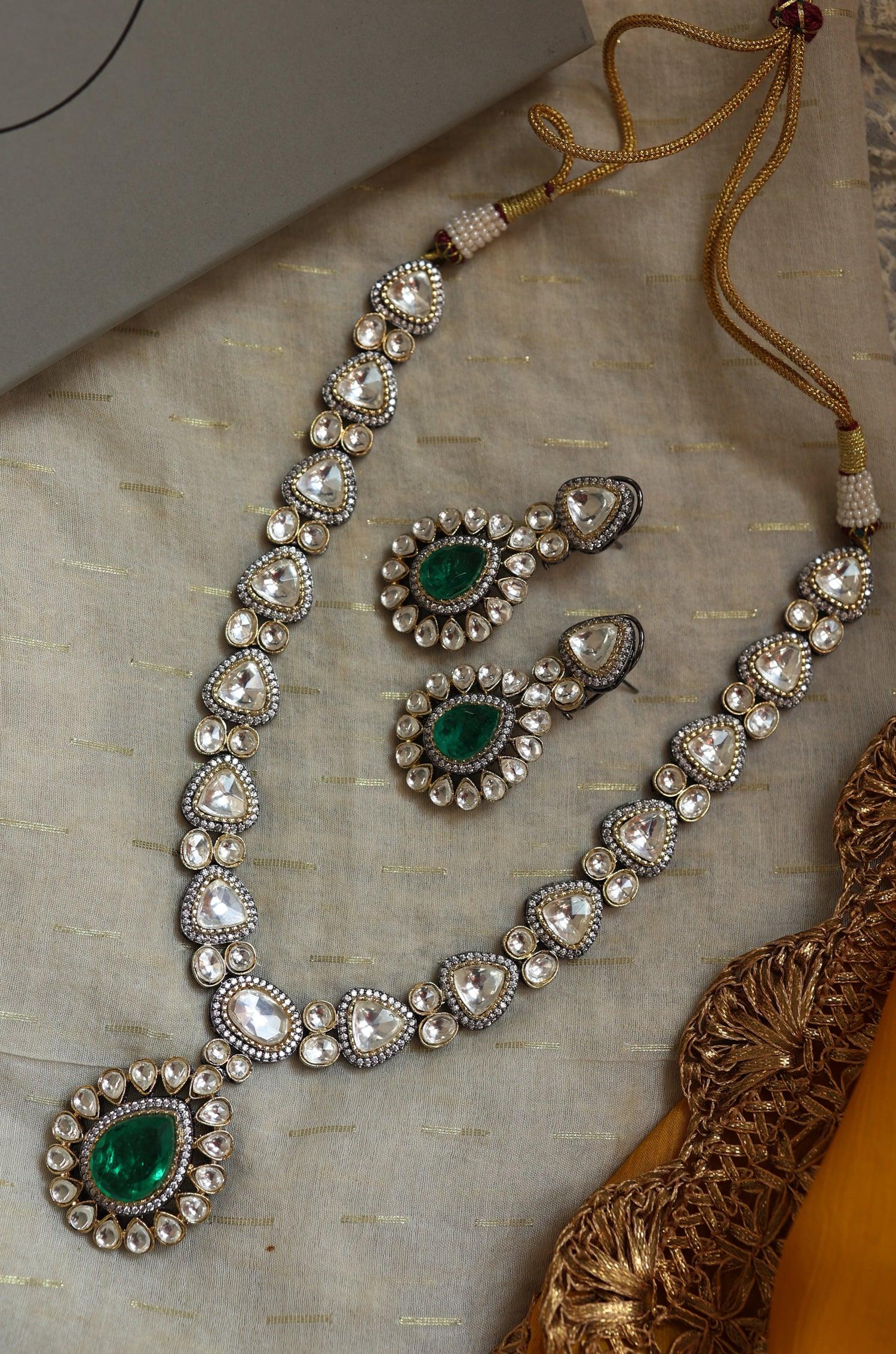 Emerald Polki Majesty Set - Dyulokha