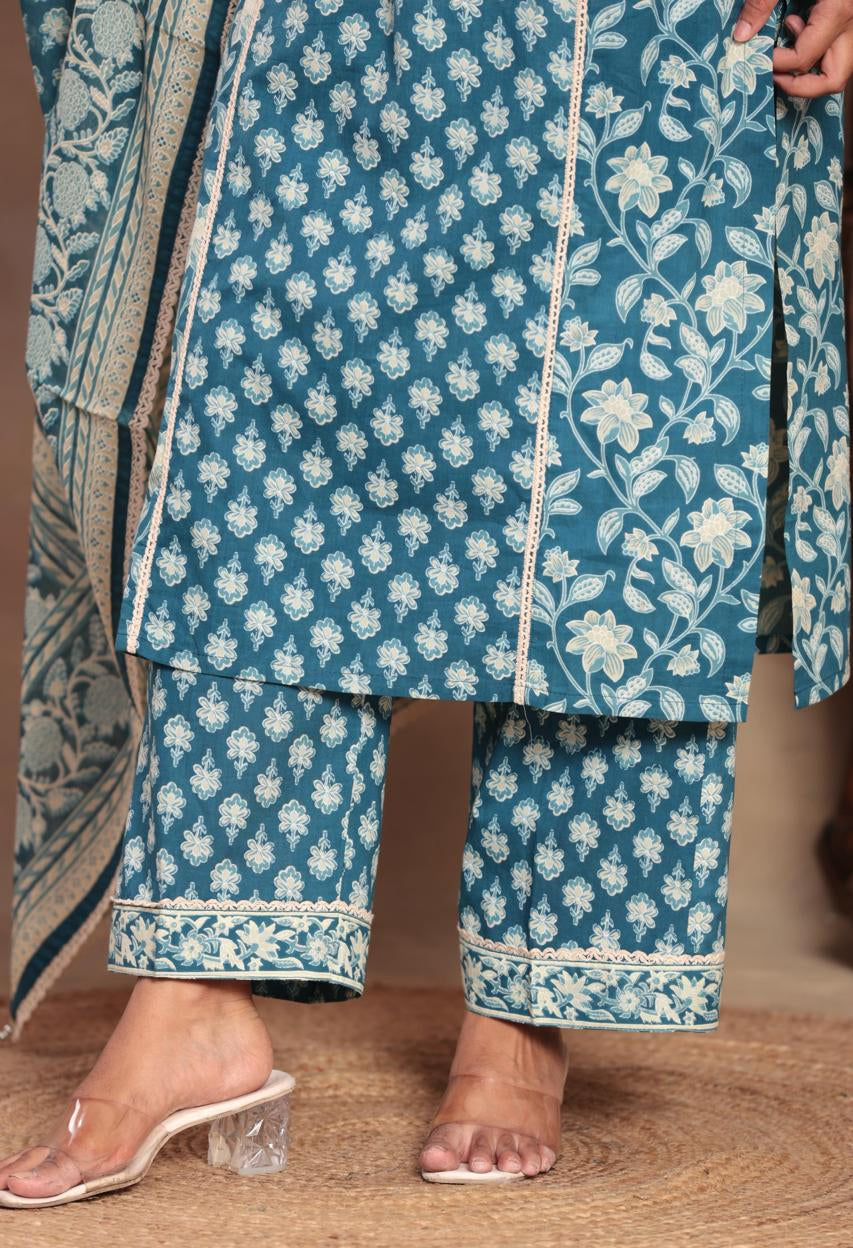 Embroidered Cotton Kurta Set