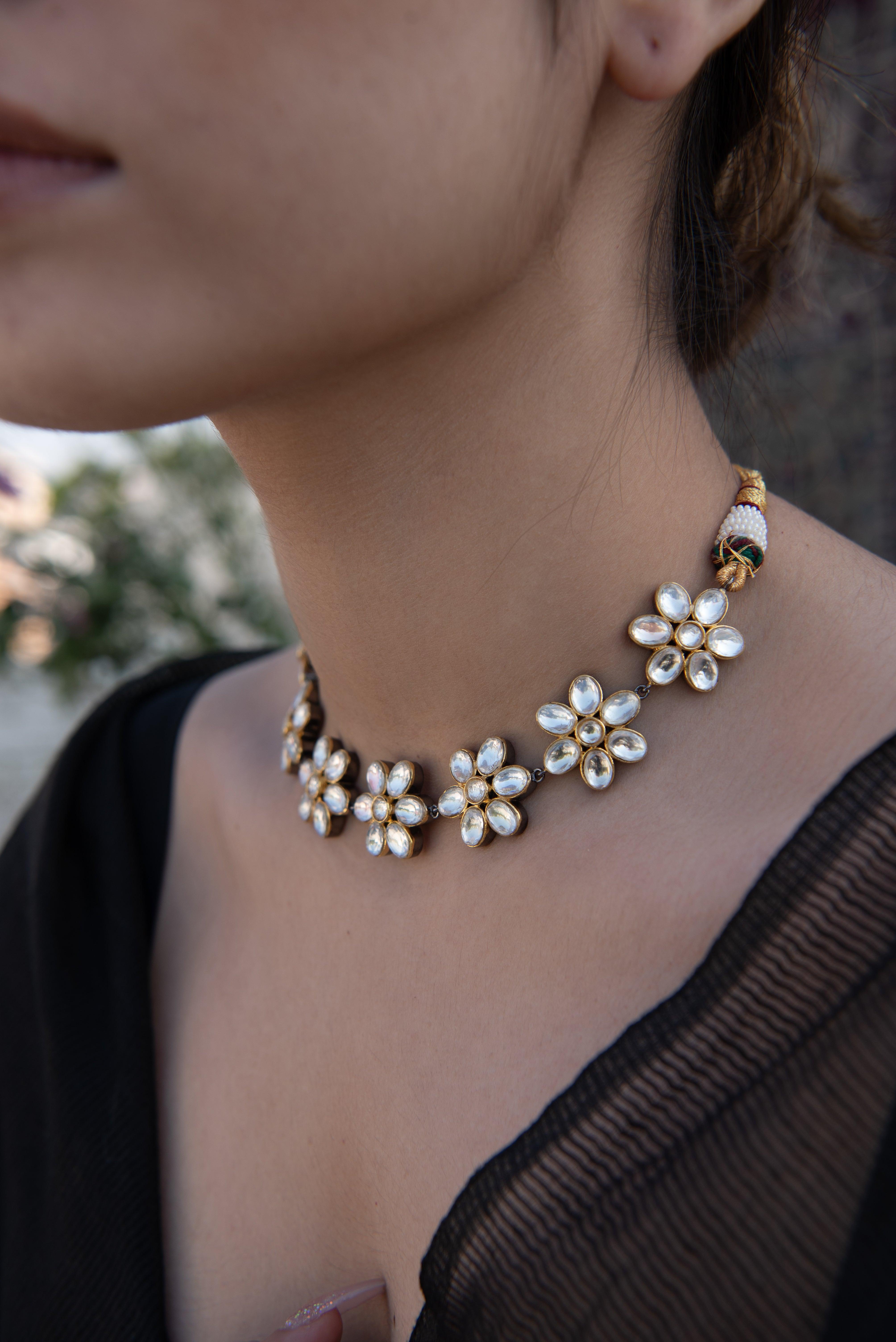 Blooming Polki Choker Necklace - Dyulokha