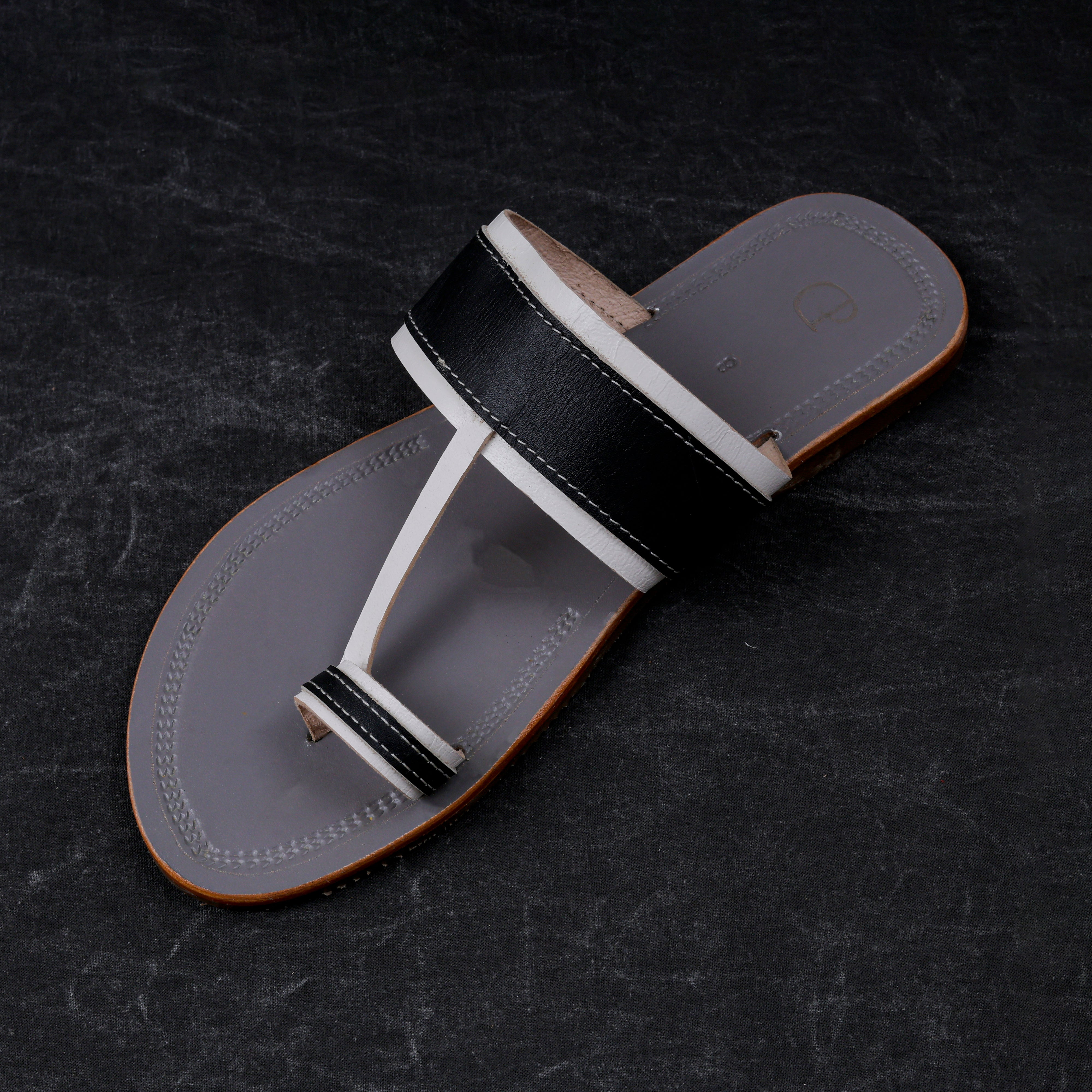 Two Tone Grey Artisan Kolhapuri Sandals