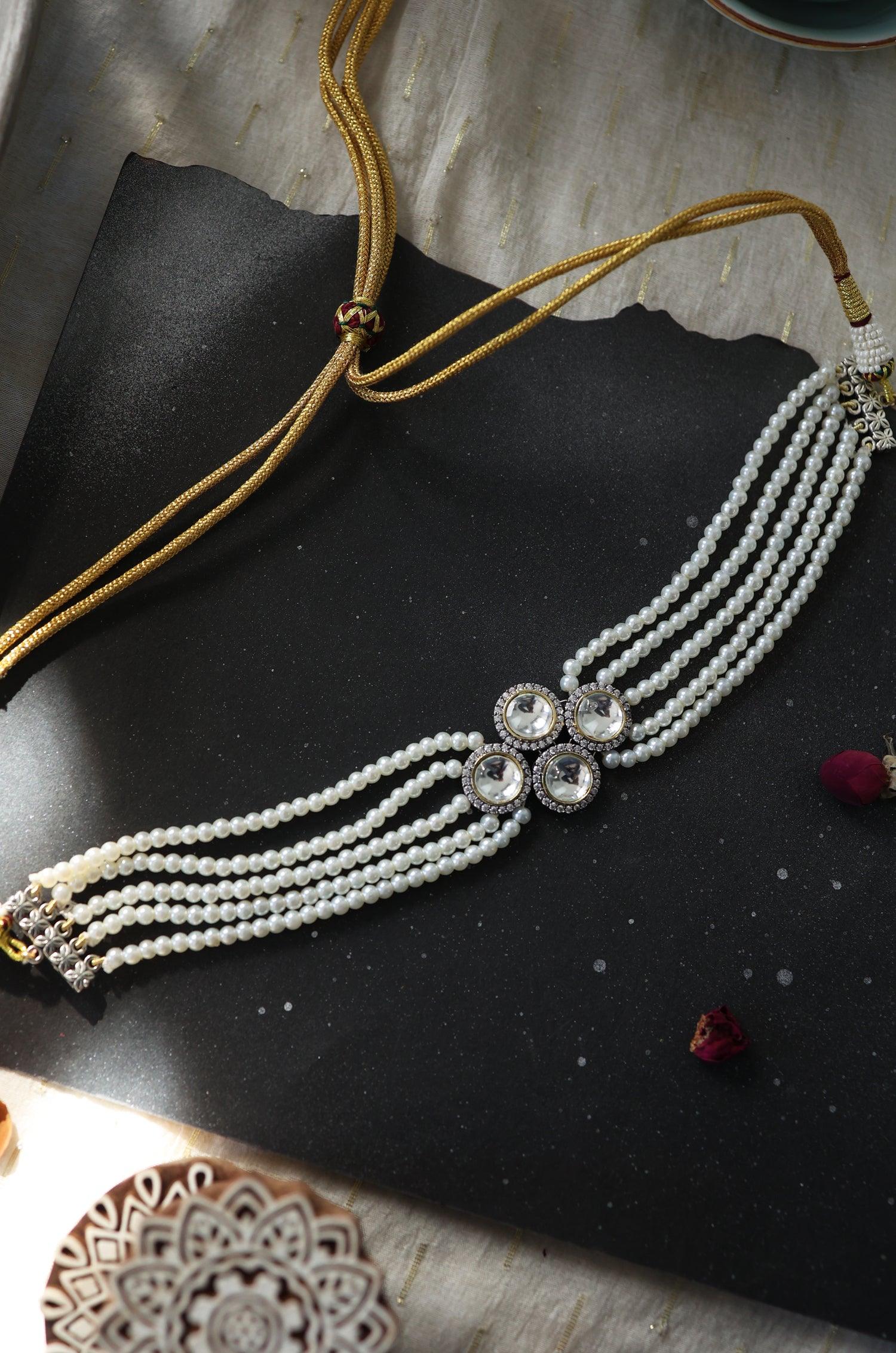Pearl Adorned Polki Necklace - Dyulokha