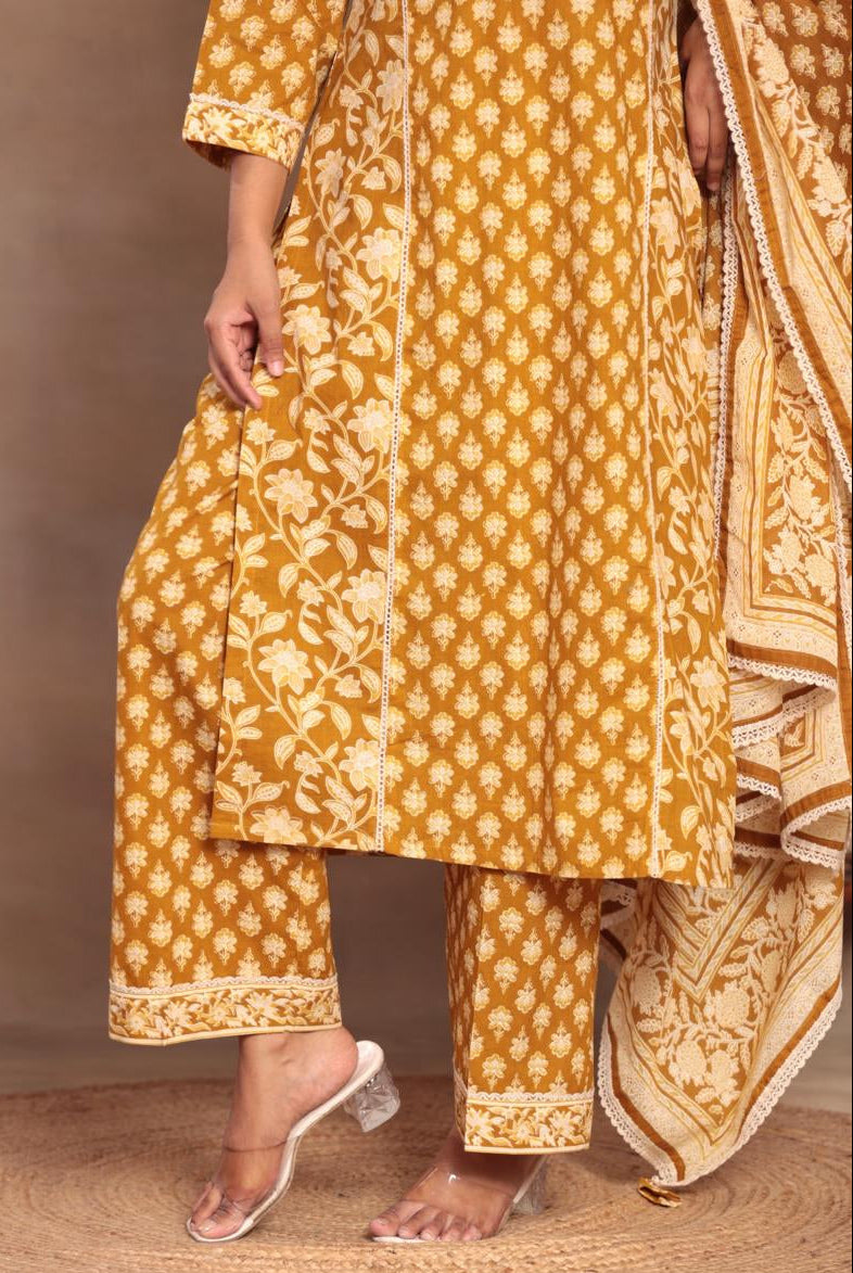 Embroidered Cotton Kurta Set