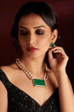Enchanted Emerald Polki Necklace Set - Dyulokha