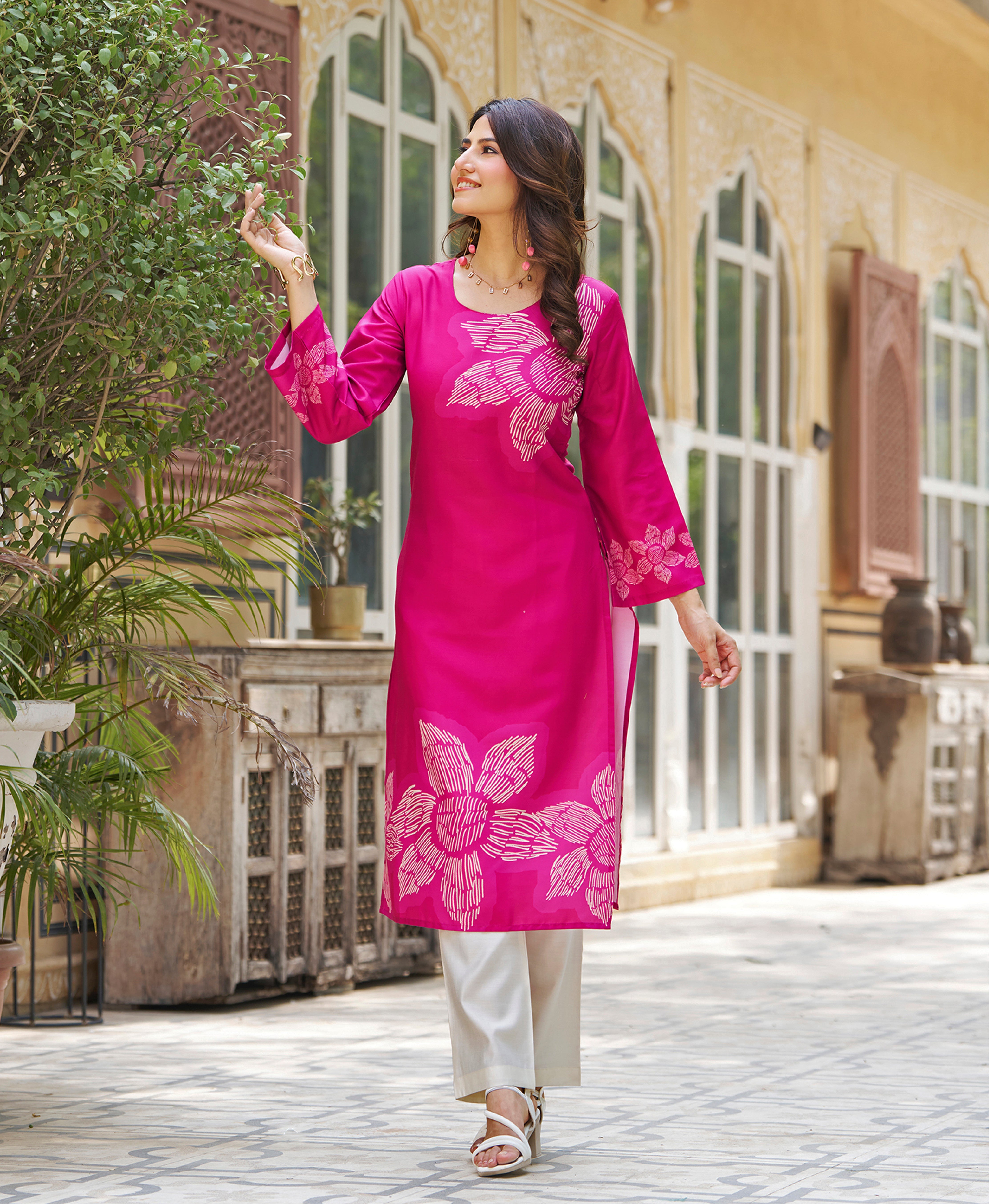 Botanical Print Cotton Kurta