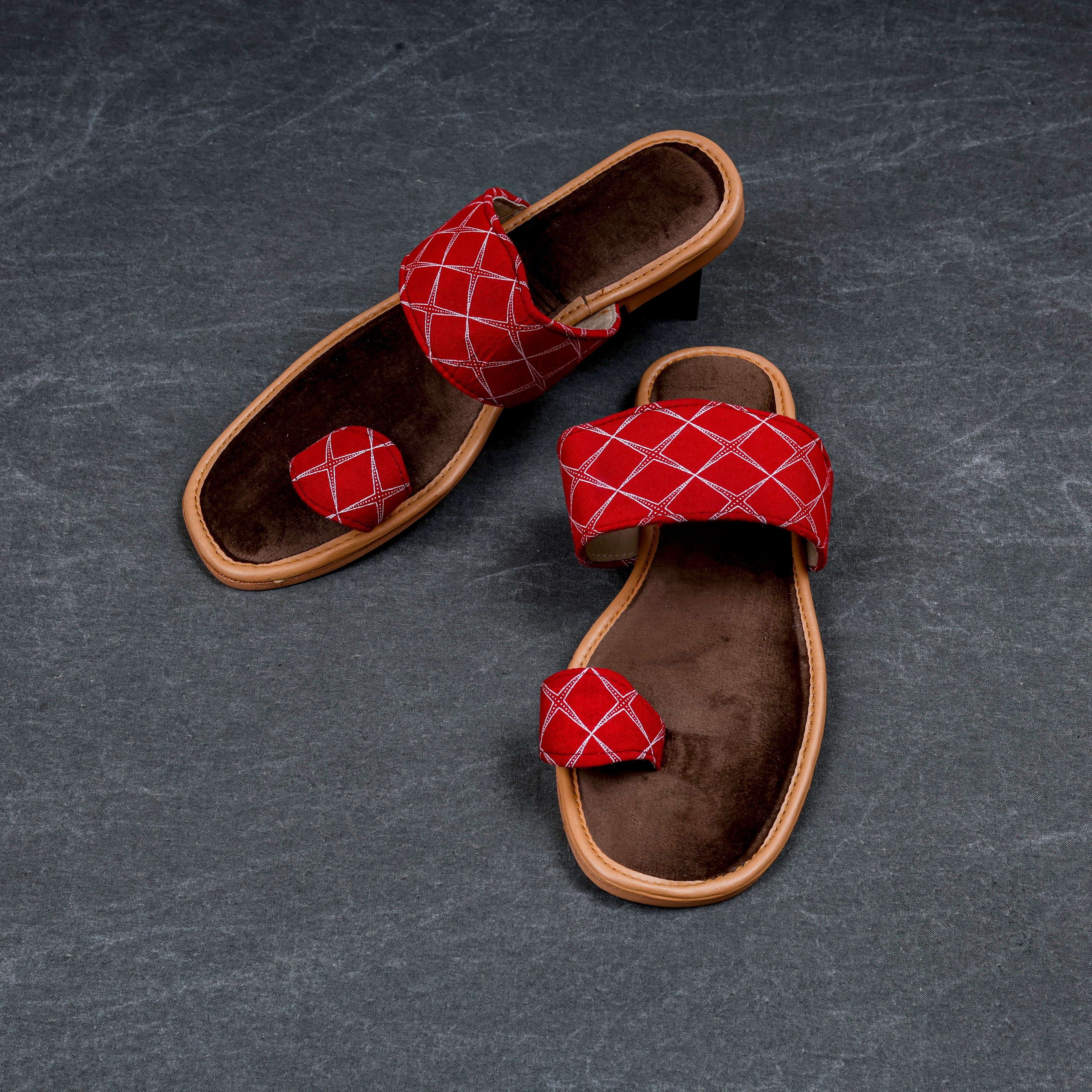 Red Textured Artisan Ethnic Flats