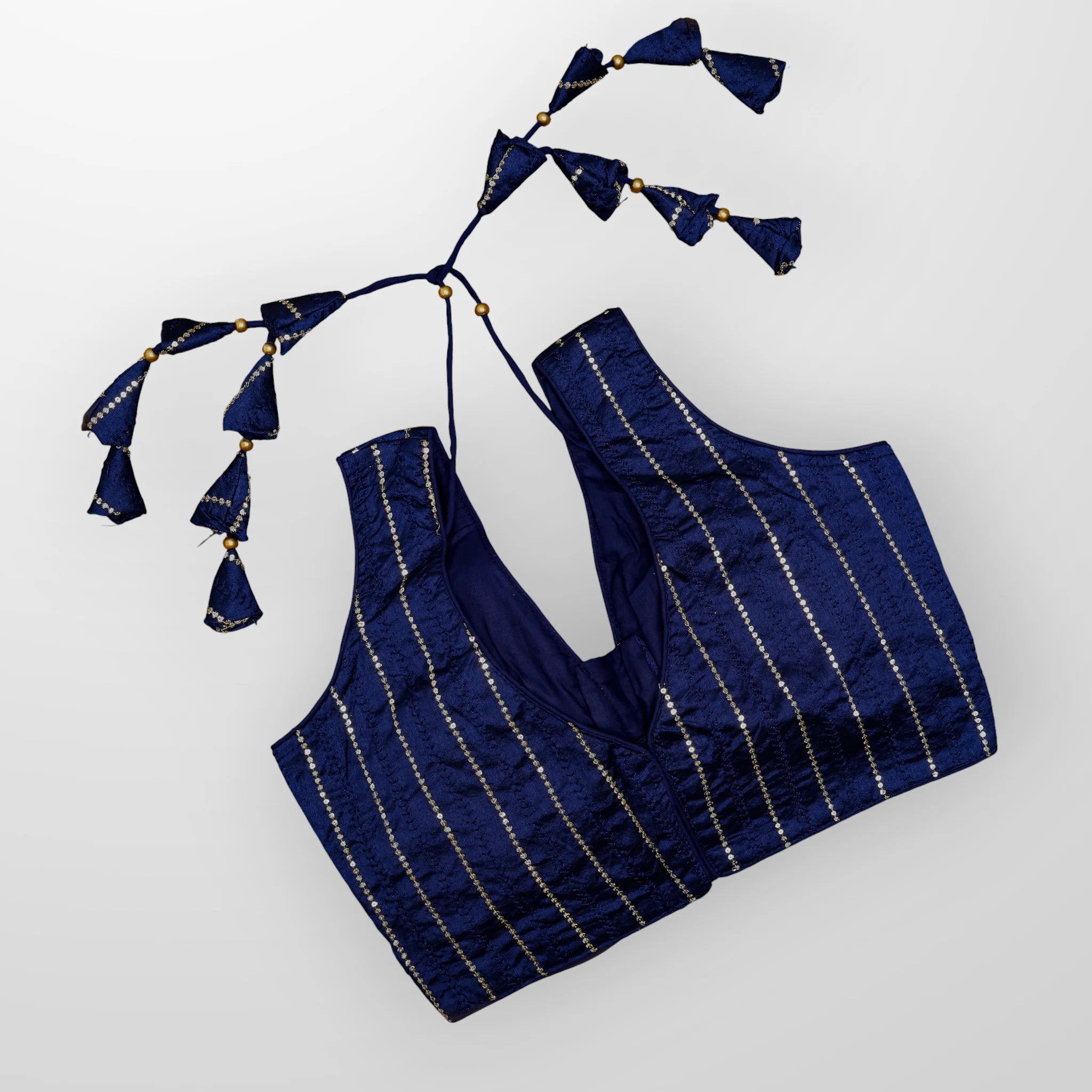 Raw Silk V Neck Embroidered Readymade Blouse