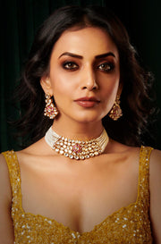 Pearl Blossom Kundan Choker Set - Dyulokha