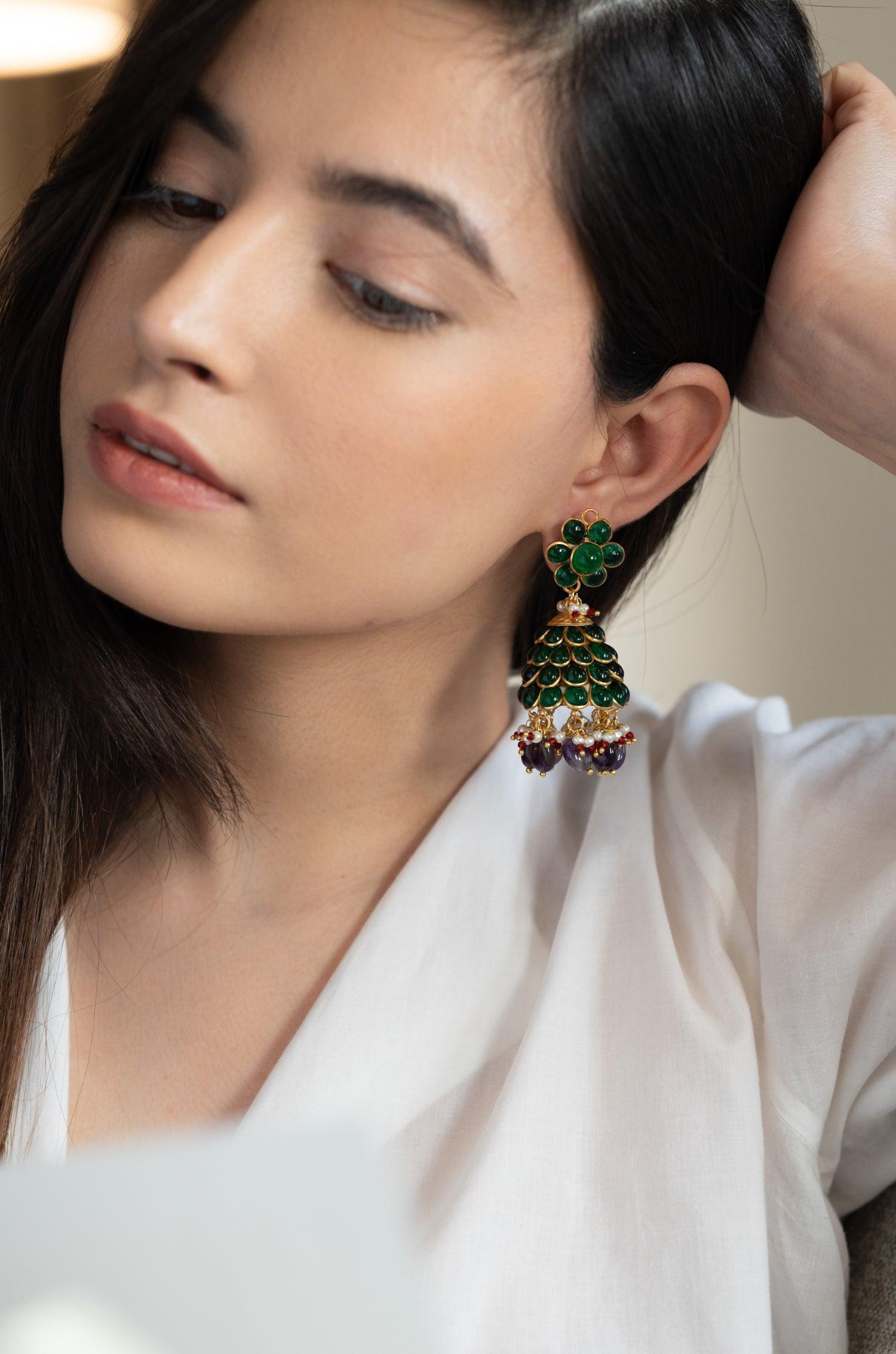 Green Pachi Sparkle Earrings - Dyulokha