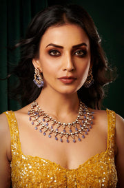 Tanzanite Treasure Beaded Victorian Necklace Set - Dyulokha
