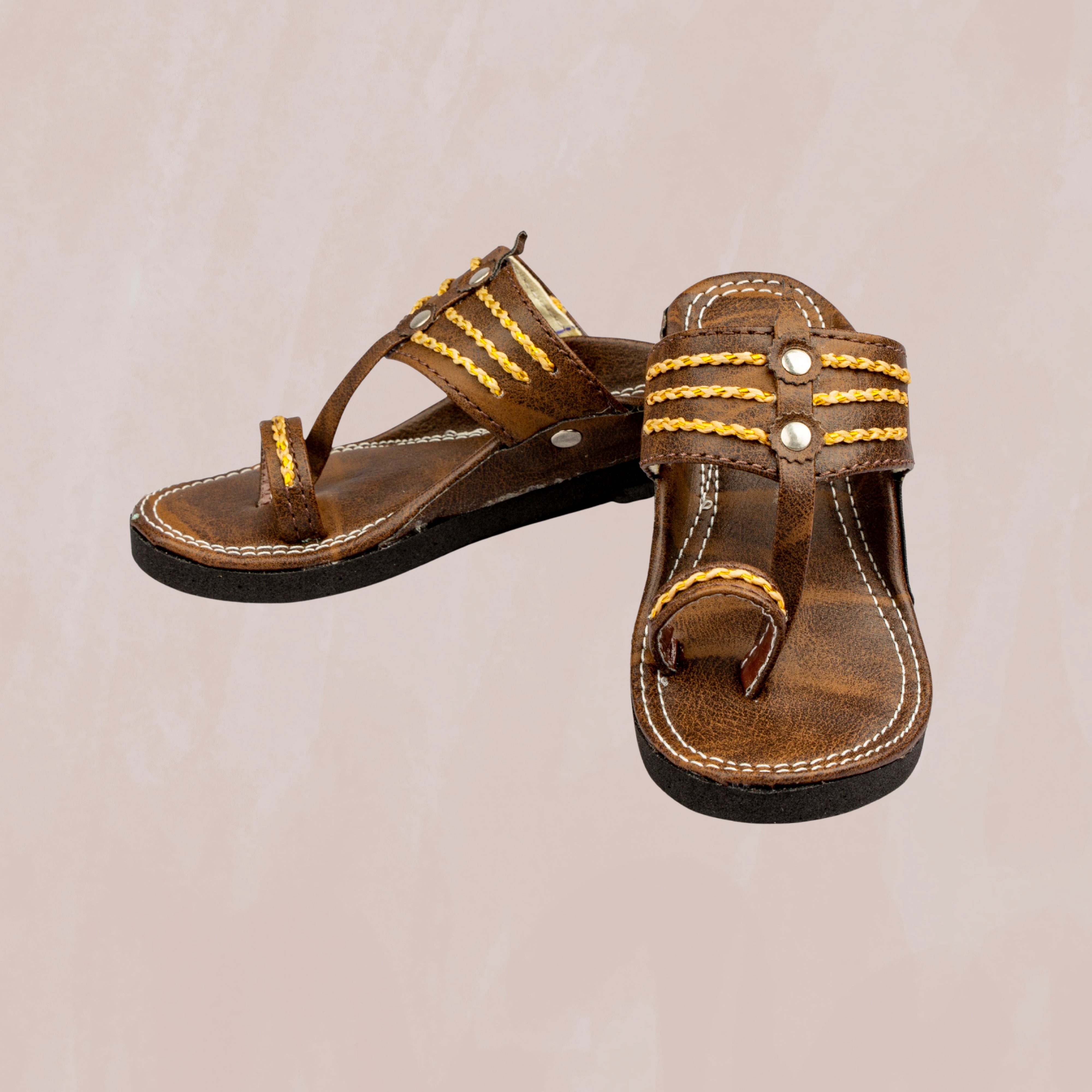Natural Leather Kolhapuri In Tan