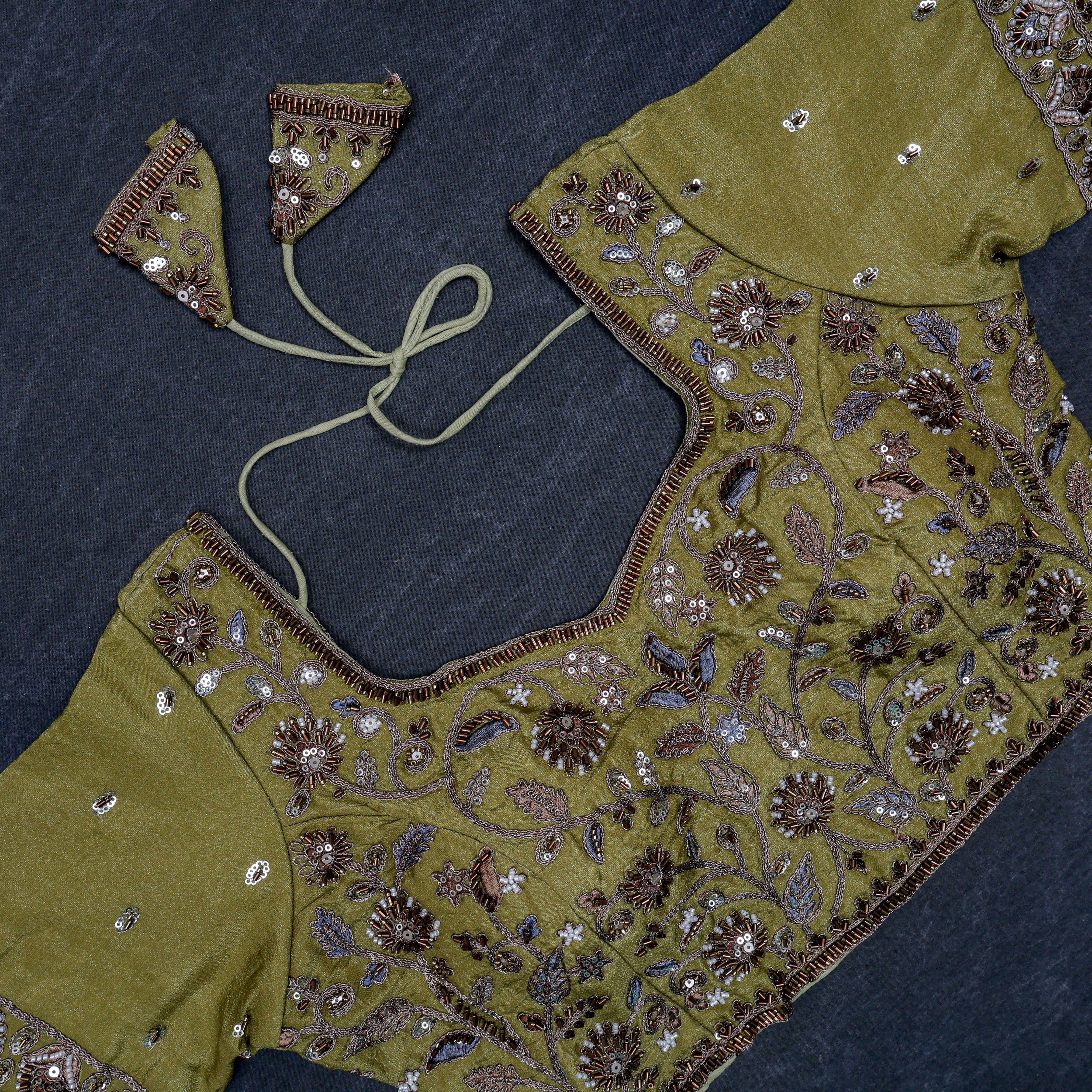 Chic Cosmos Silk Blouse with Notched Neck