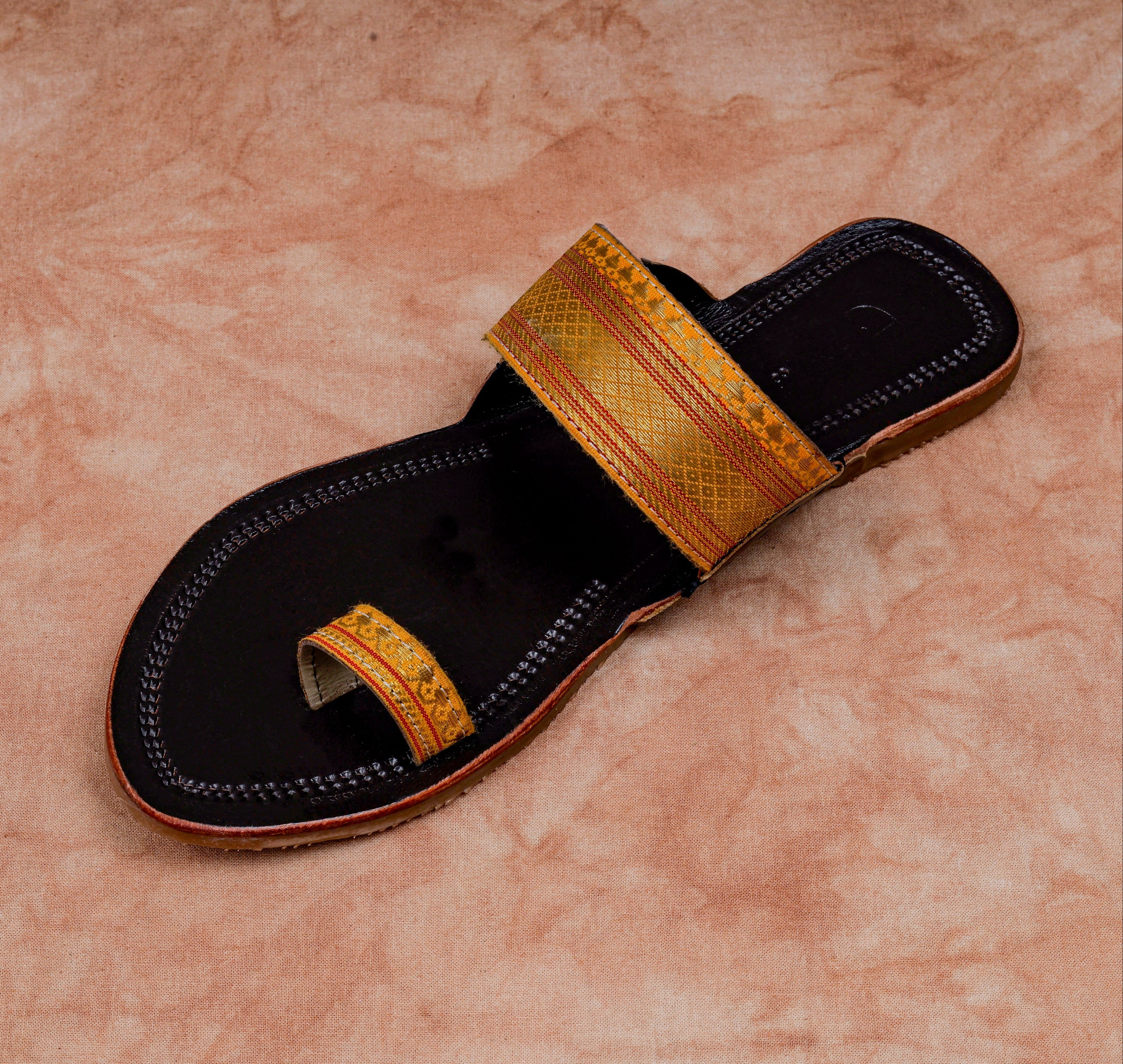Dark Brown Soft Leather Open Toe Flats