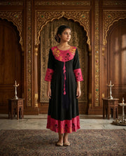 Black Cotton Ethnic Gown